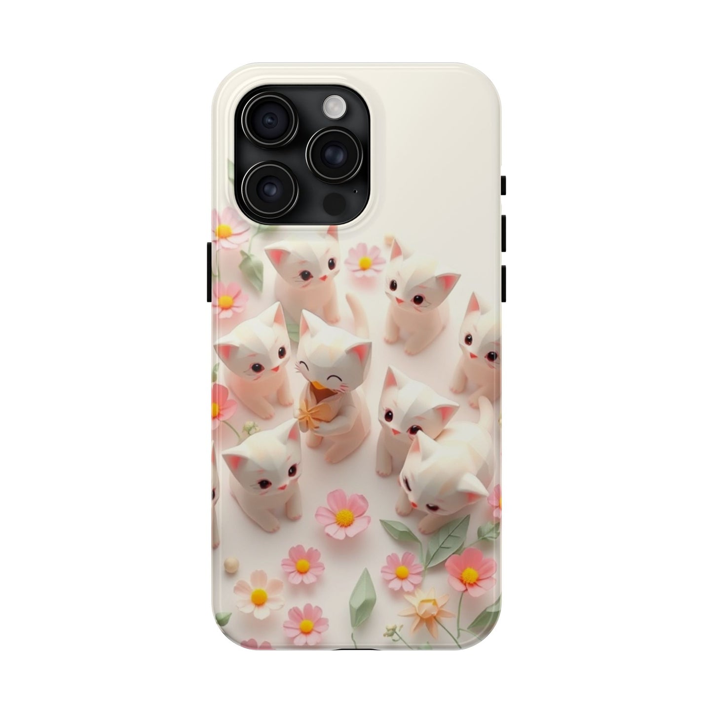 Kittens-n-Flowers Impact-Resistant Phone Case