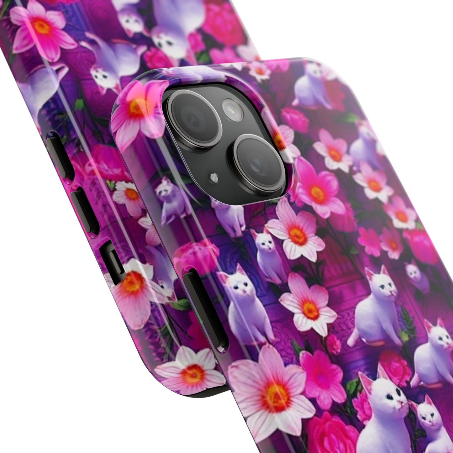 Kittens-n-Flowers Impact-Resistant Phone Case