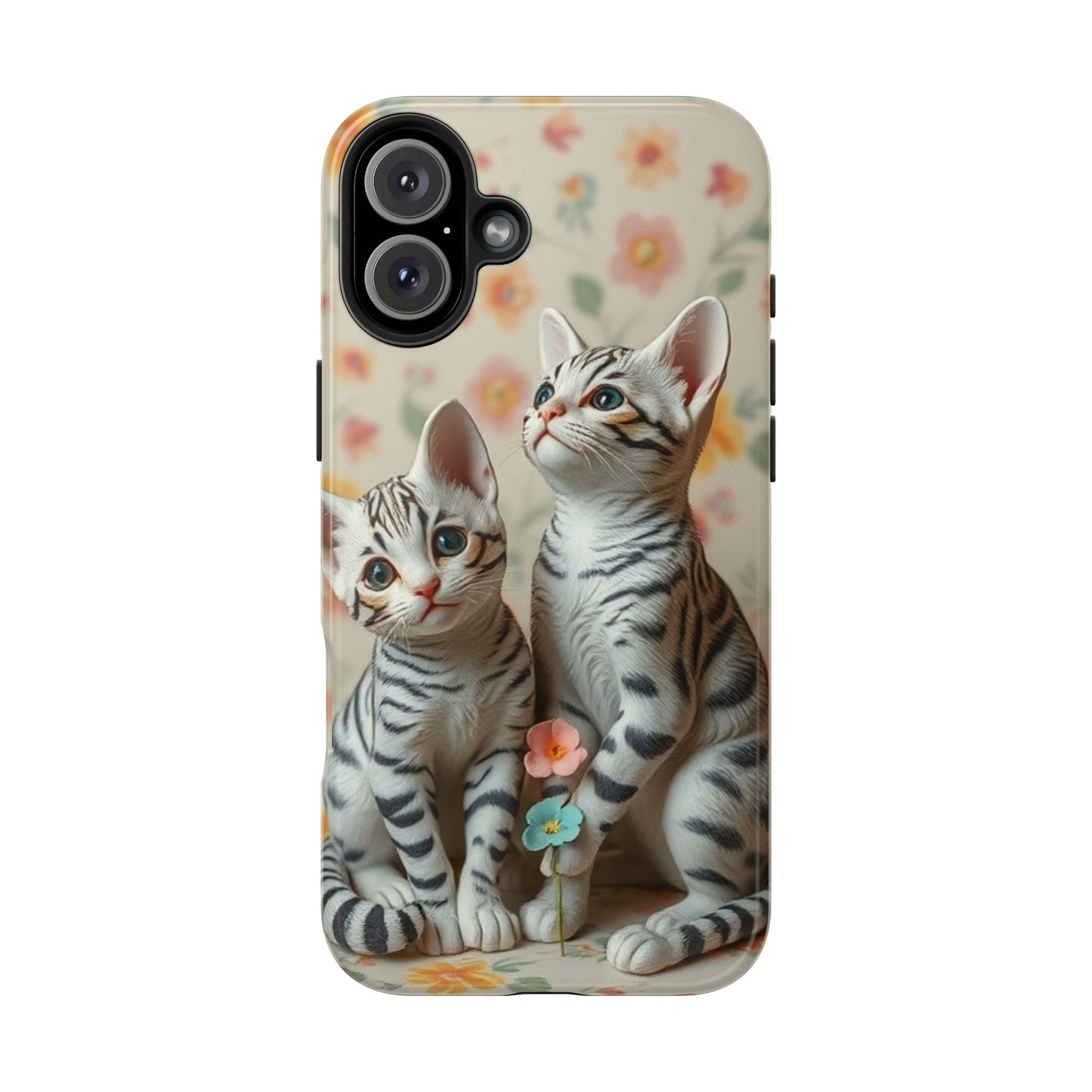 Kittens-n-Flowers Impact-Resistant Phone Case