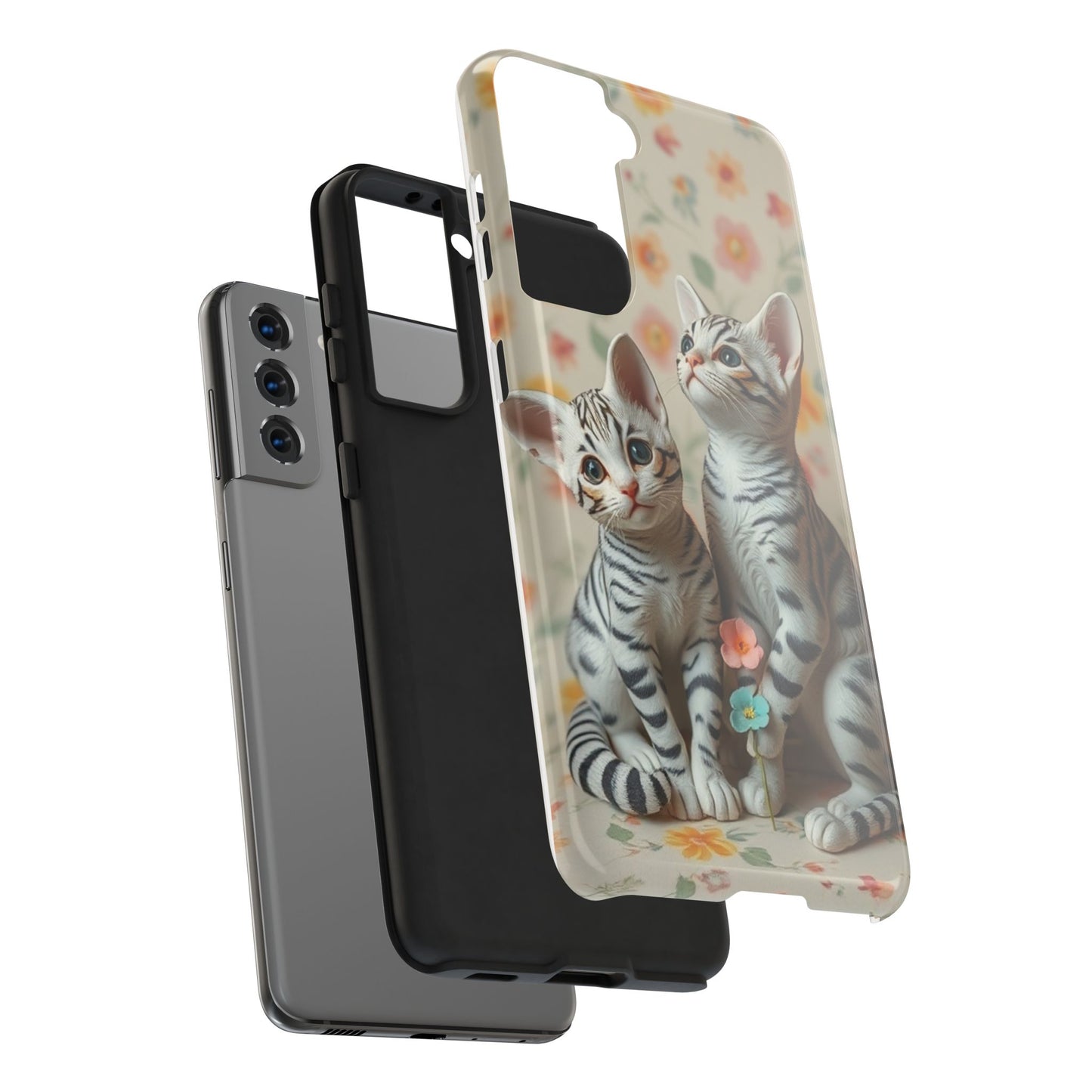 Kittens-n-Flowers Impact-Resistant Phone Case