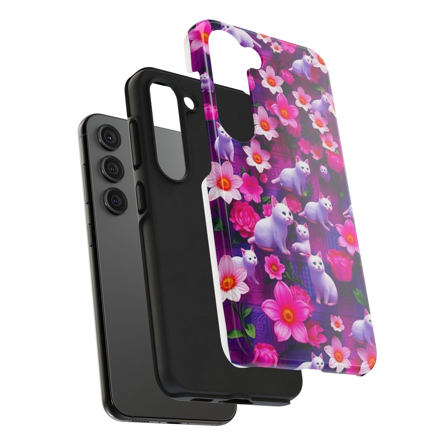 Kittens-n-Flowers Impact-Resistant Phone Case