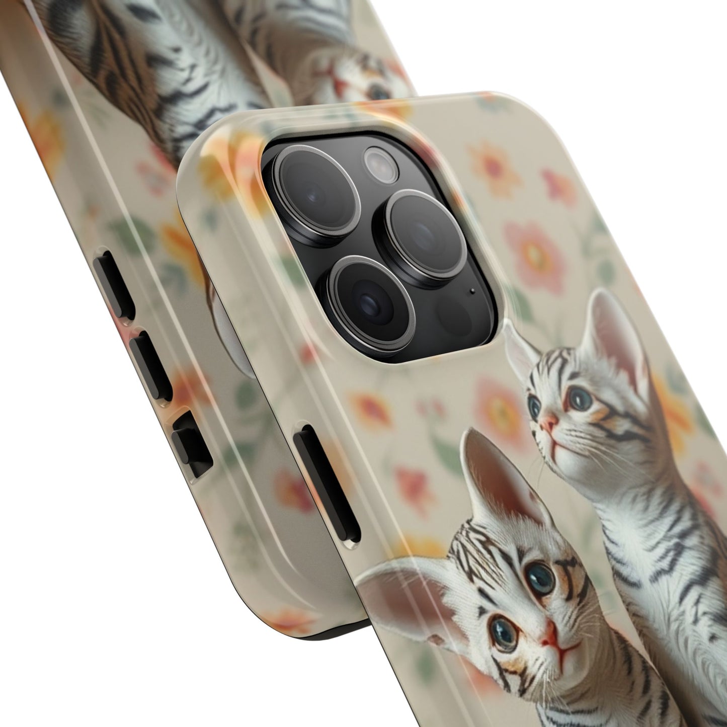 Kittens-n-Flowers Impact-Resistant Phone Case