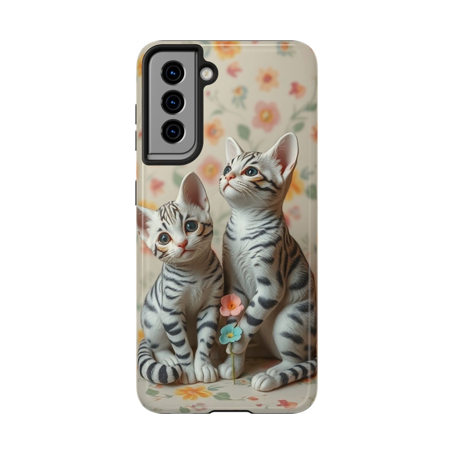 Kittens-n-Flowers Impact-Resistant Phone Case