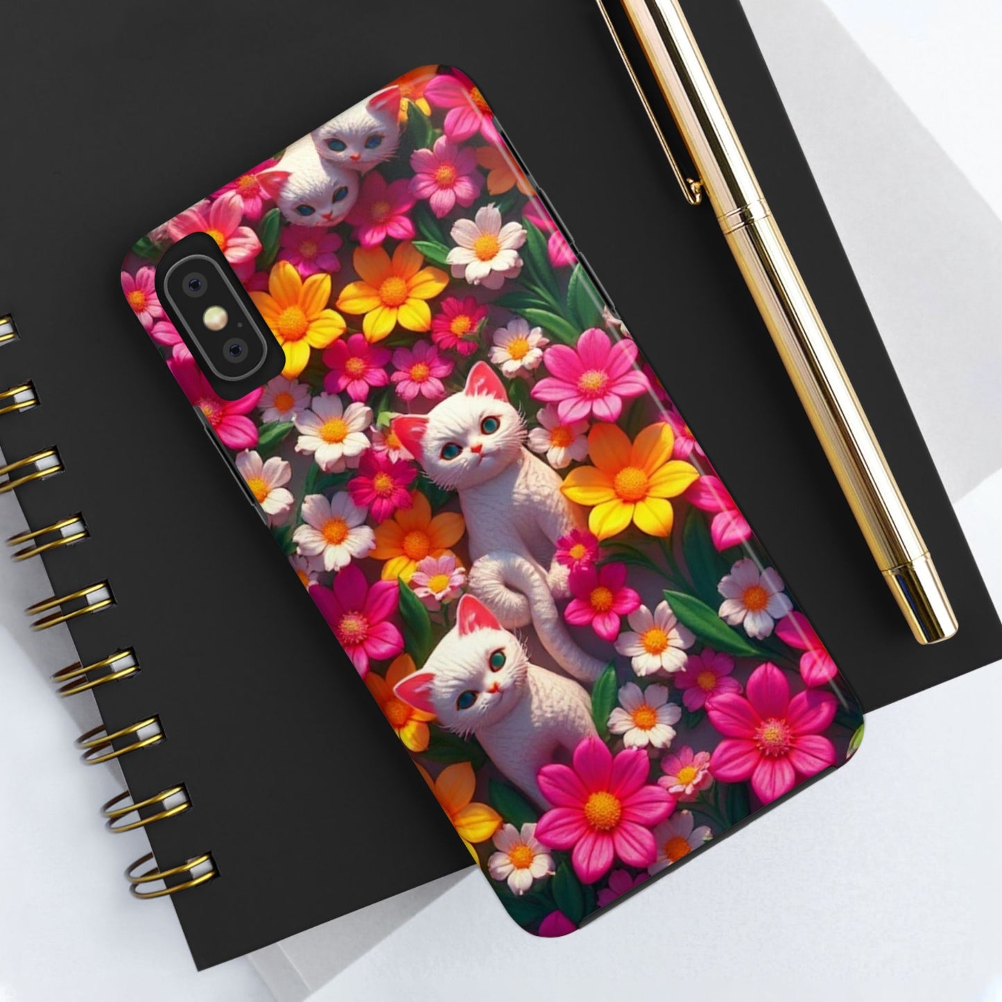 Kittens-n-Flowers Impact-Resistant Phone Case