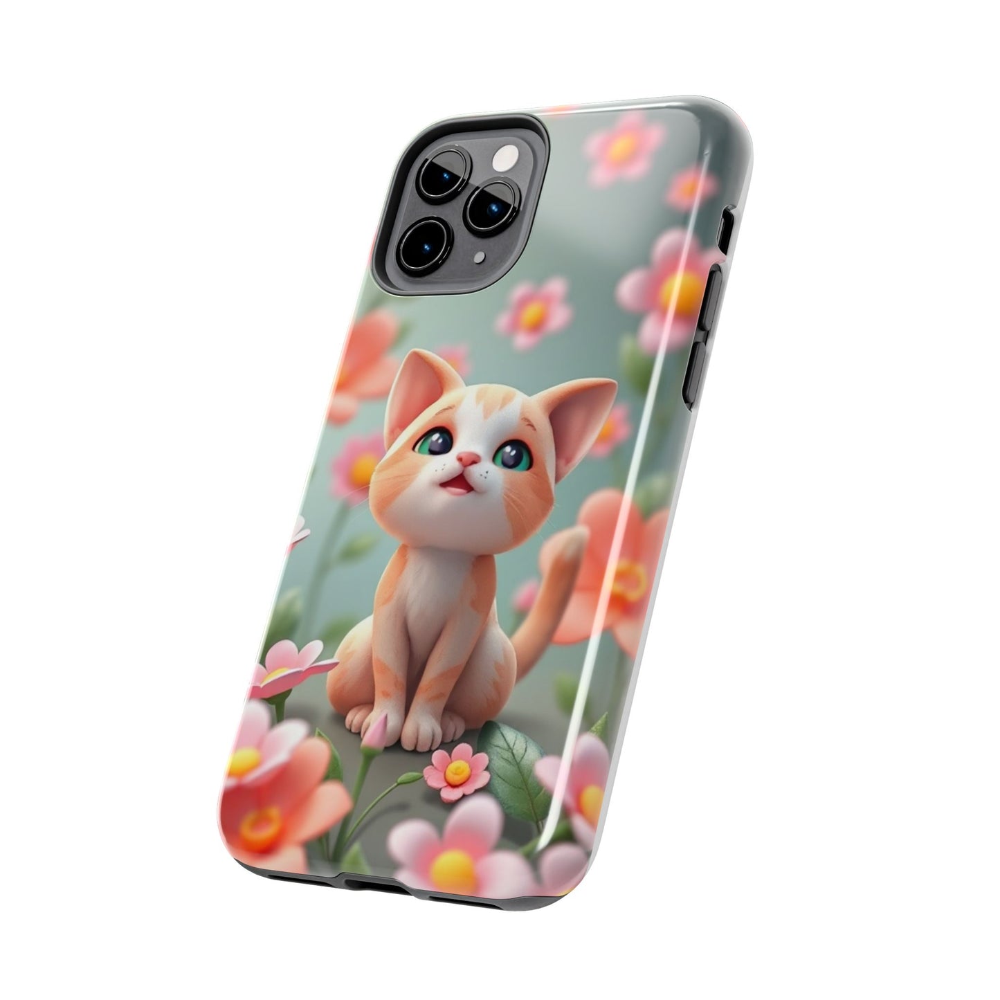 Kittens-n-Flowers Impact-Resistant Phone Case