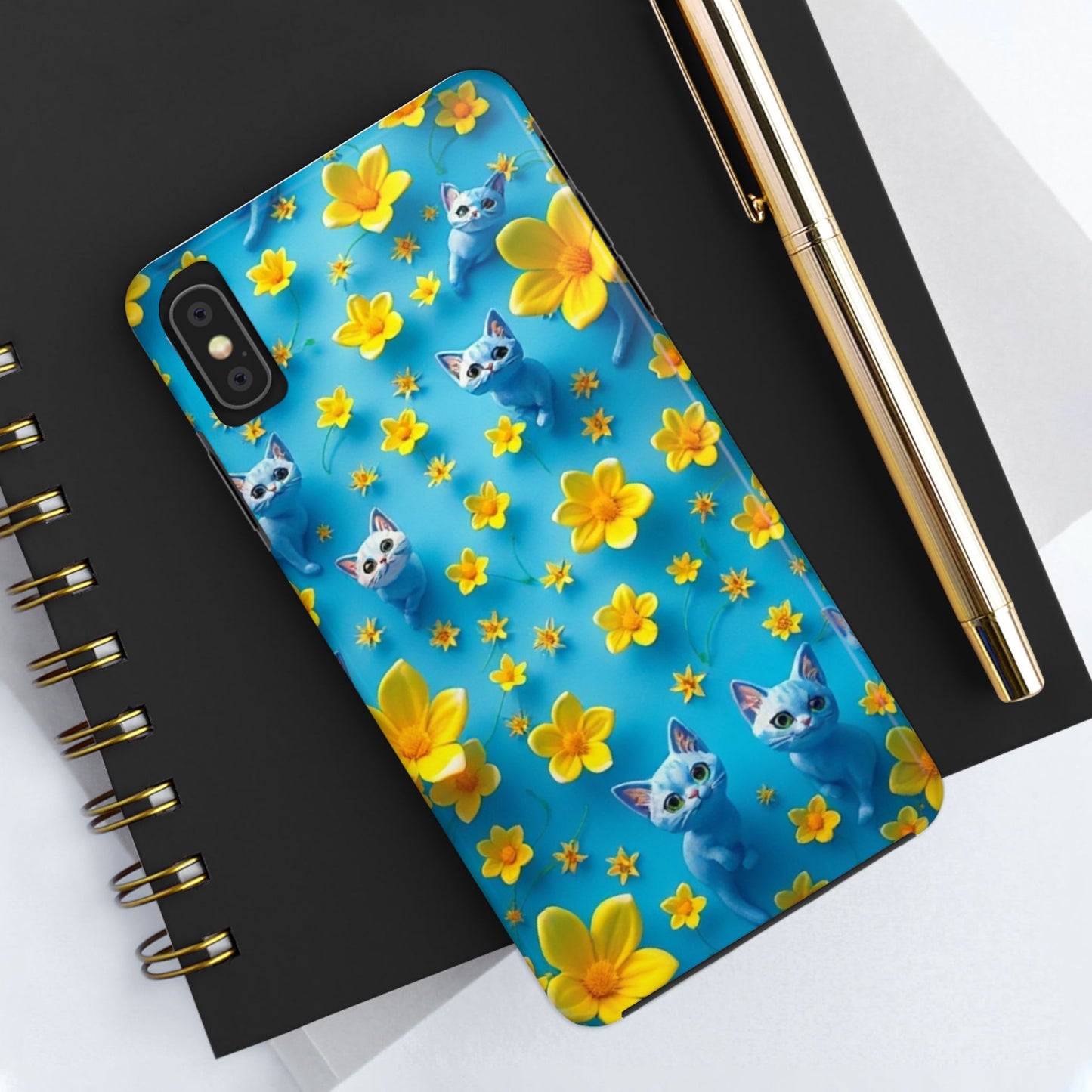 Kittens-n-Flowers Impact-Resistant Phone Case