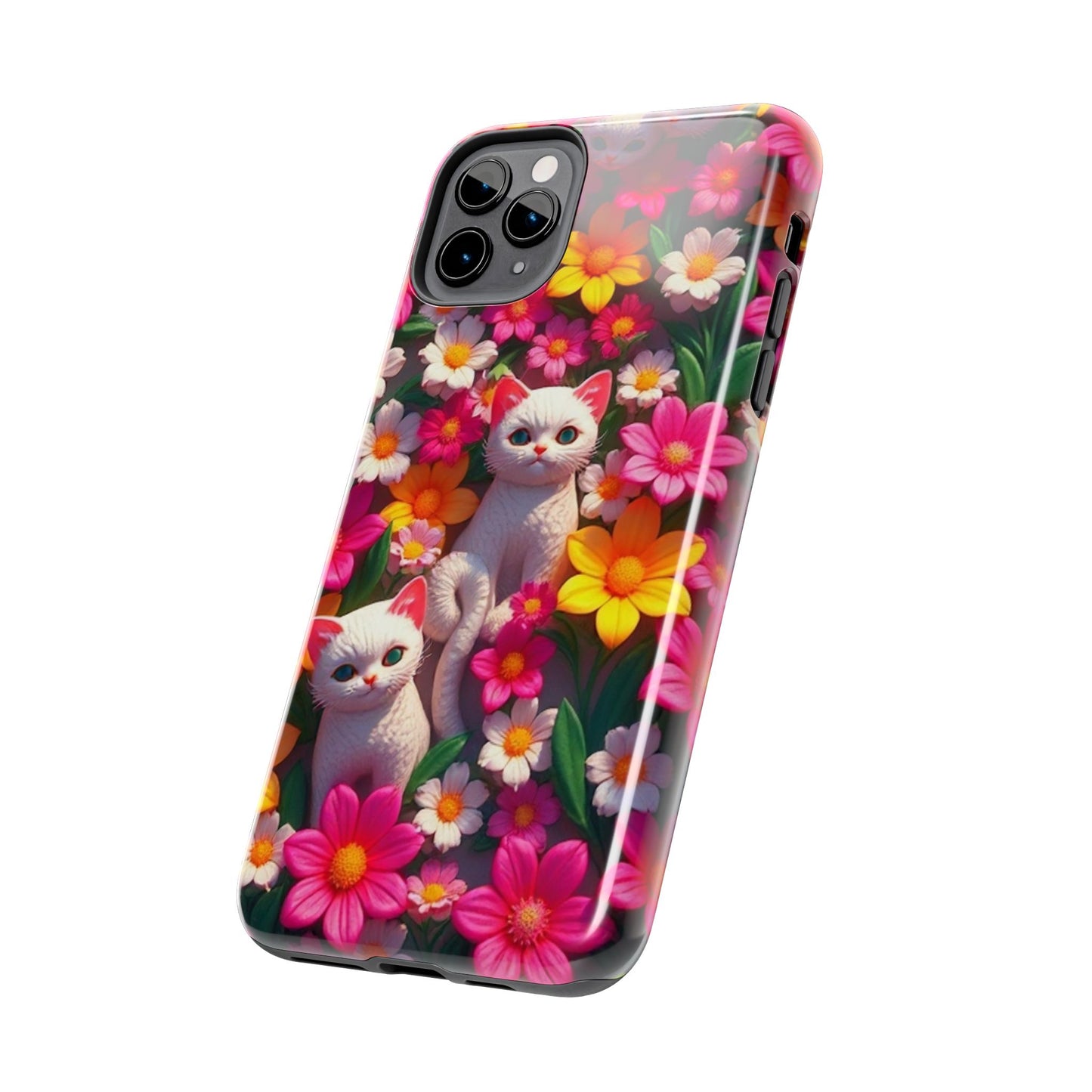 Kittens-n-Flowers Impact-Resistant Phone Case