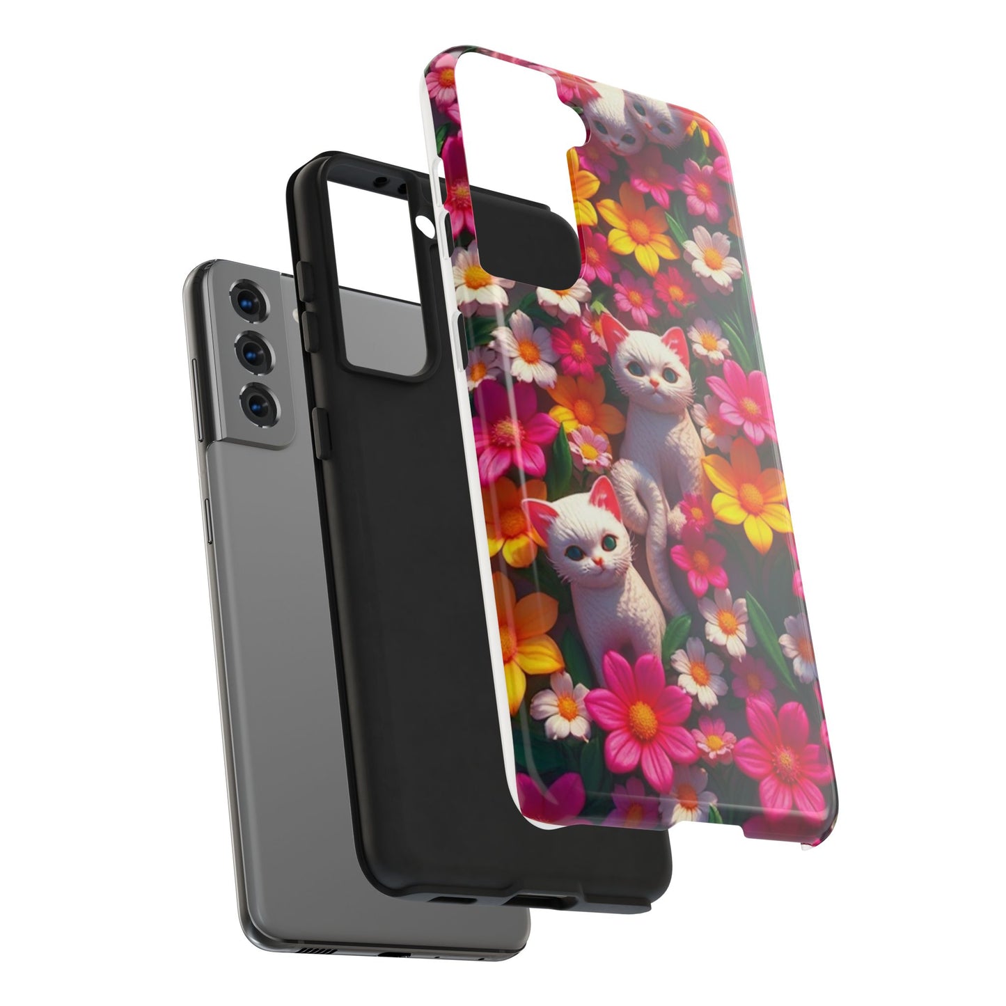 Kittens-n-Flowers Impact-Resistant Phone Case