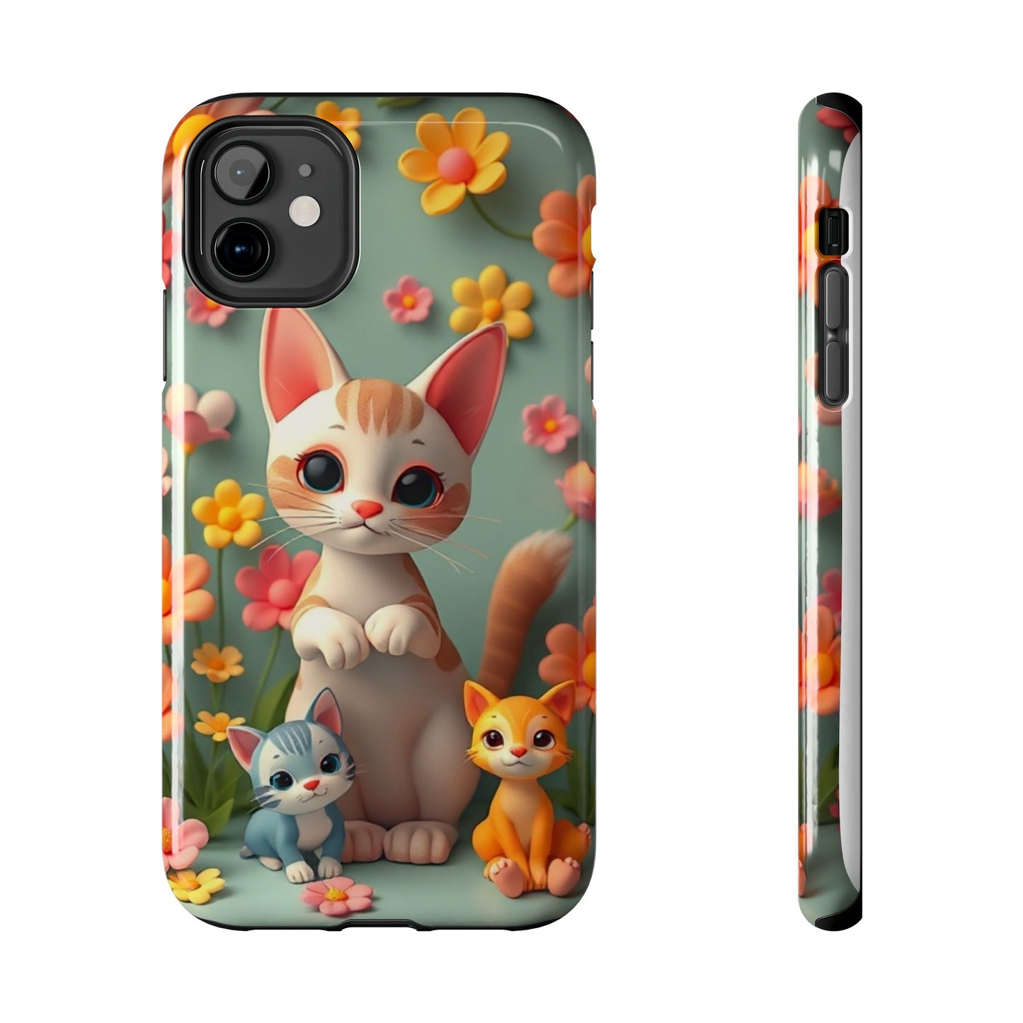 Kittens-n-Flowers Impact-Resistant Phone Case