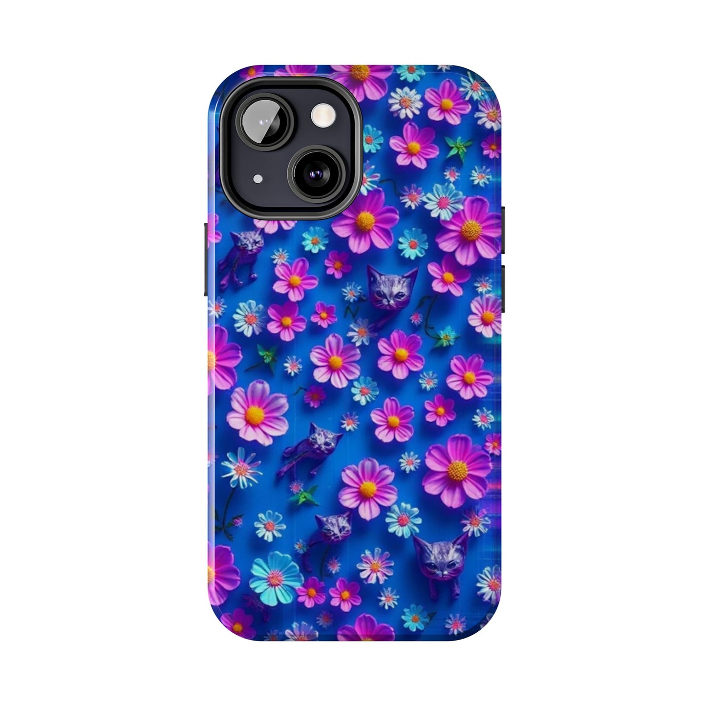 Kittens-n-Flowers Impact-Resistant Phone Case