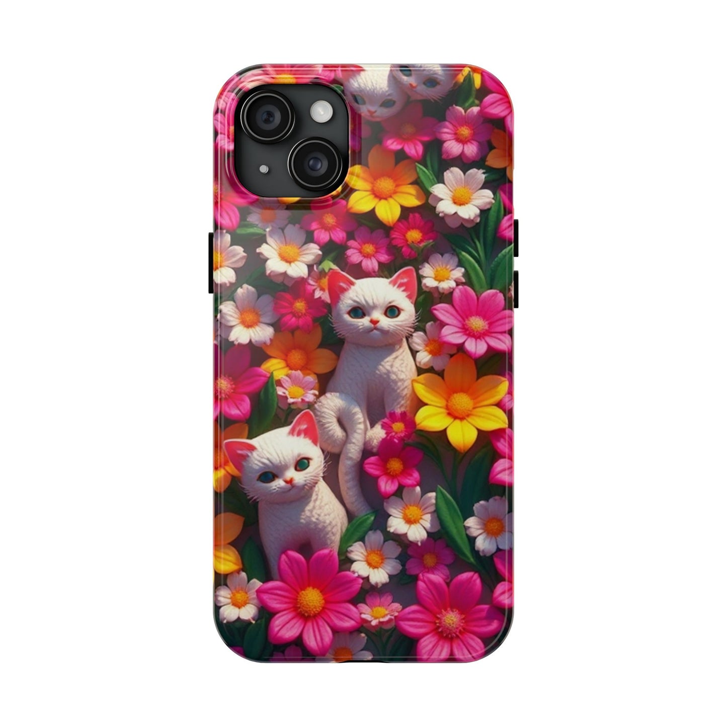 Kittens-n-Flowers Impact-Resistant Phone Case