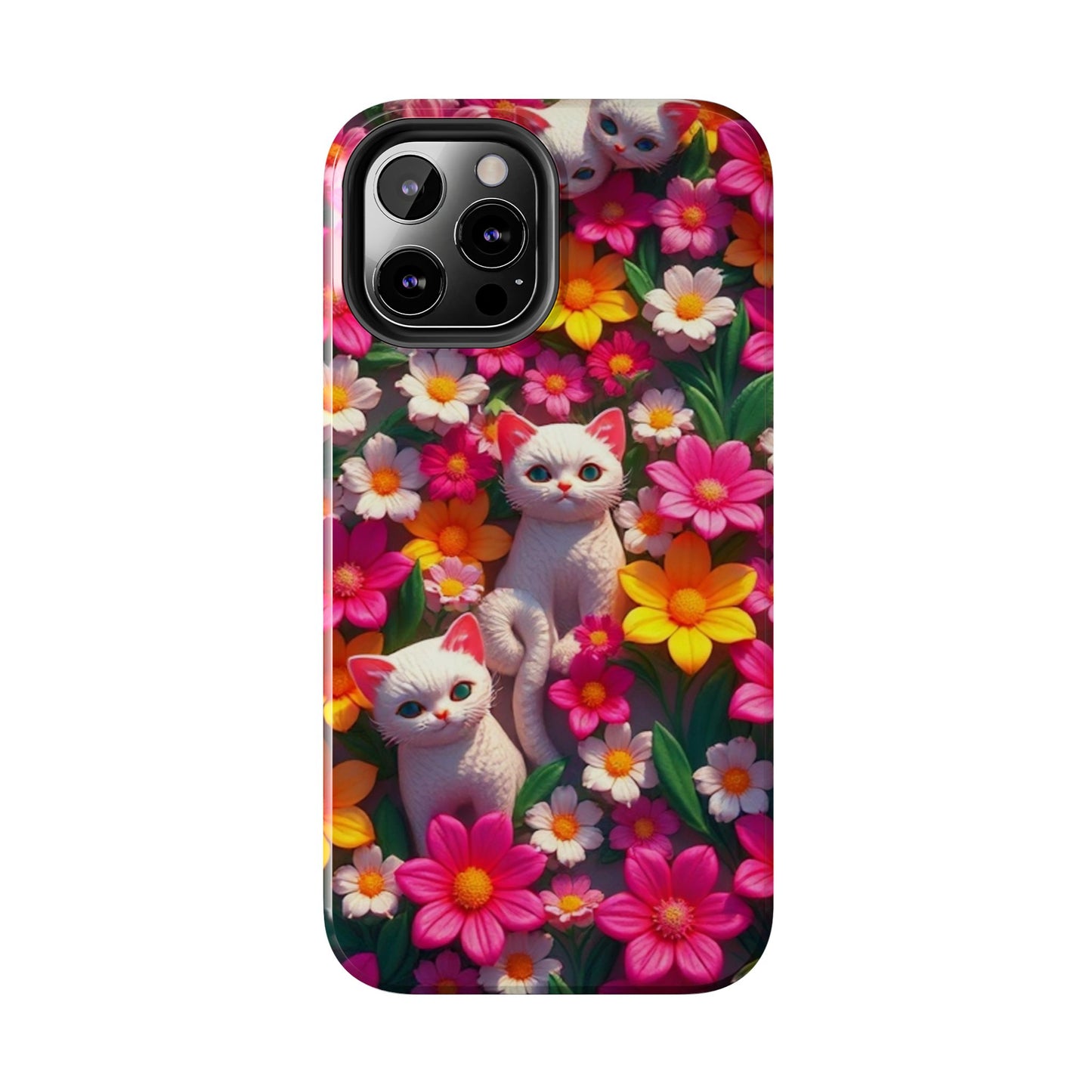 Kittens-n-Flowers Impact-Resistant Phone Case