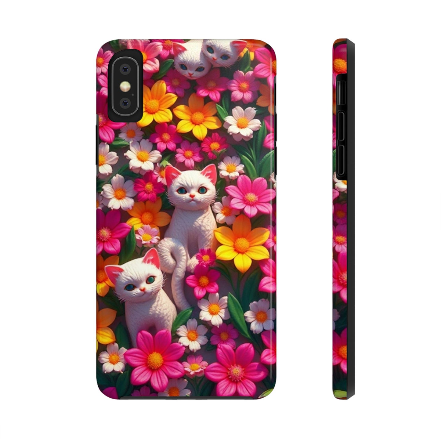 Kittens-n-Flowers Impact-Resistant Phone Case