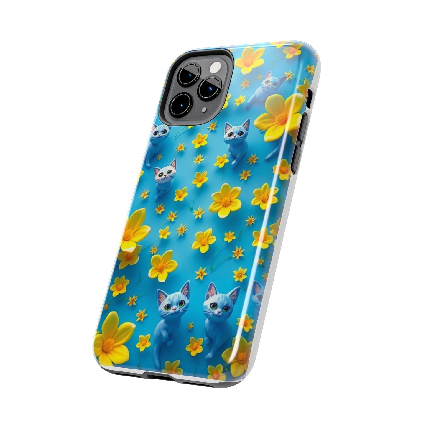 Kittens-n-Flowers Impact-Resistant Phone Case