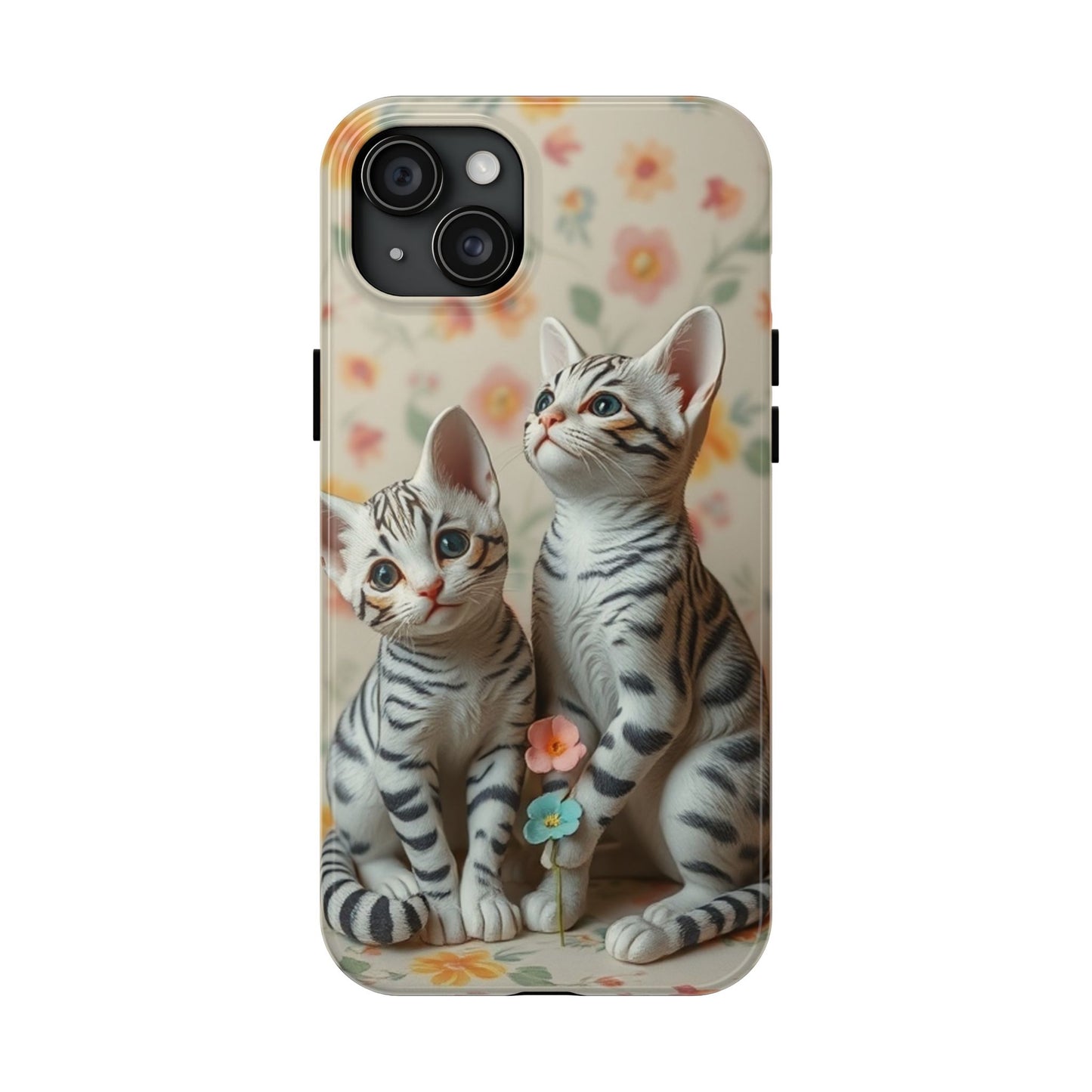 Kittens-n-Flowers Impact-Resistant Phone Case