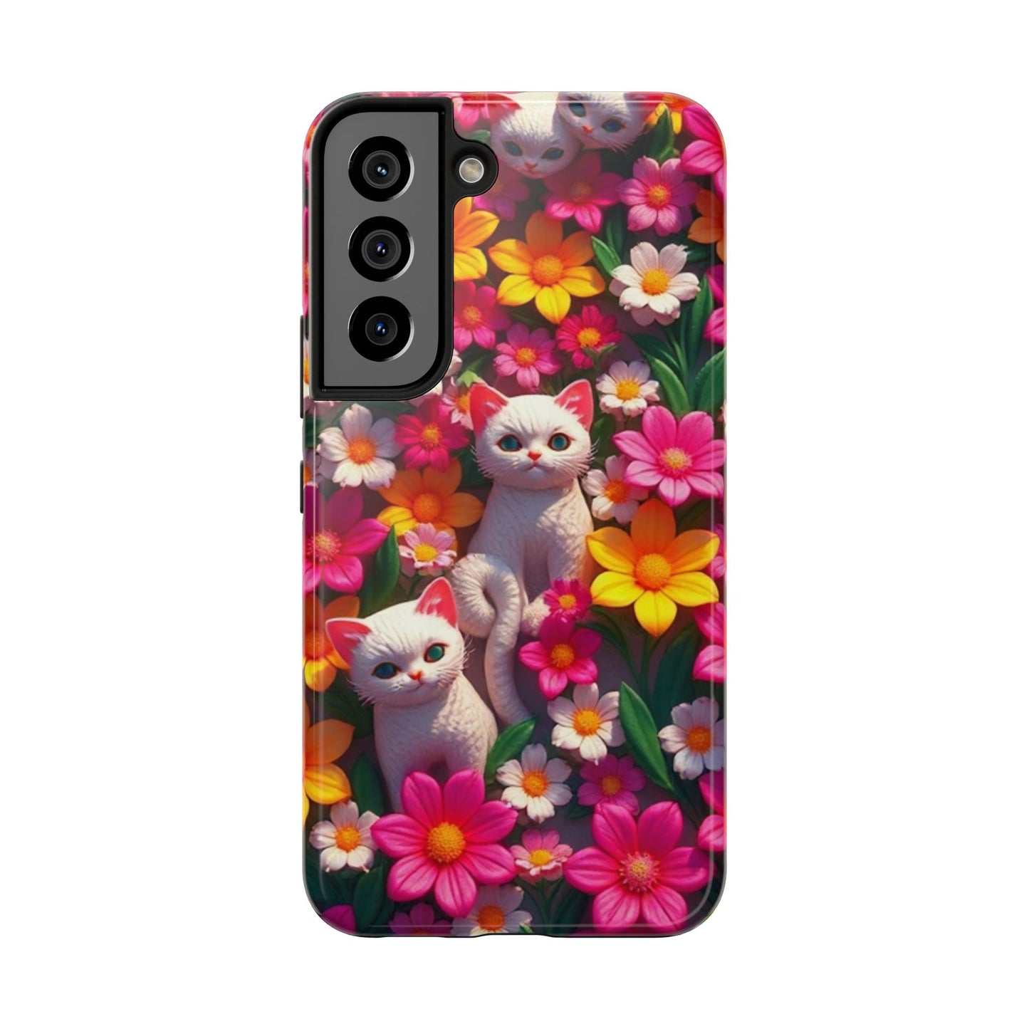 Kittens-n-Flowers Impact-Resistant Phone Case