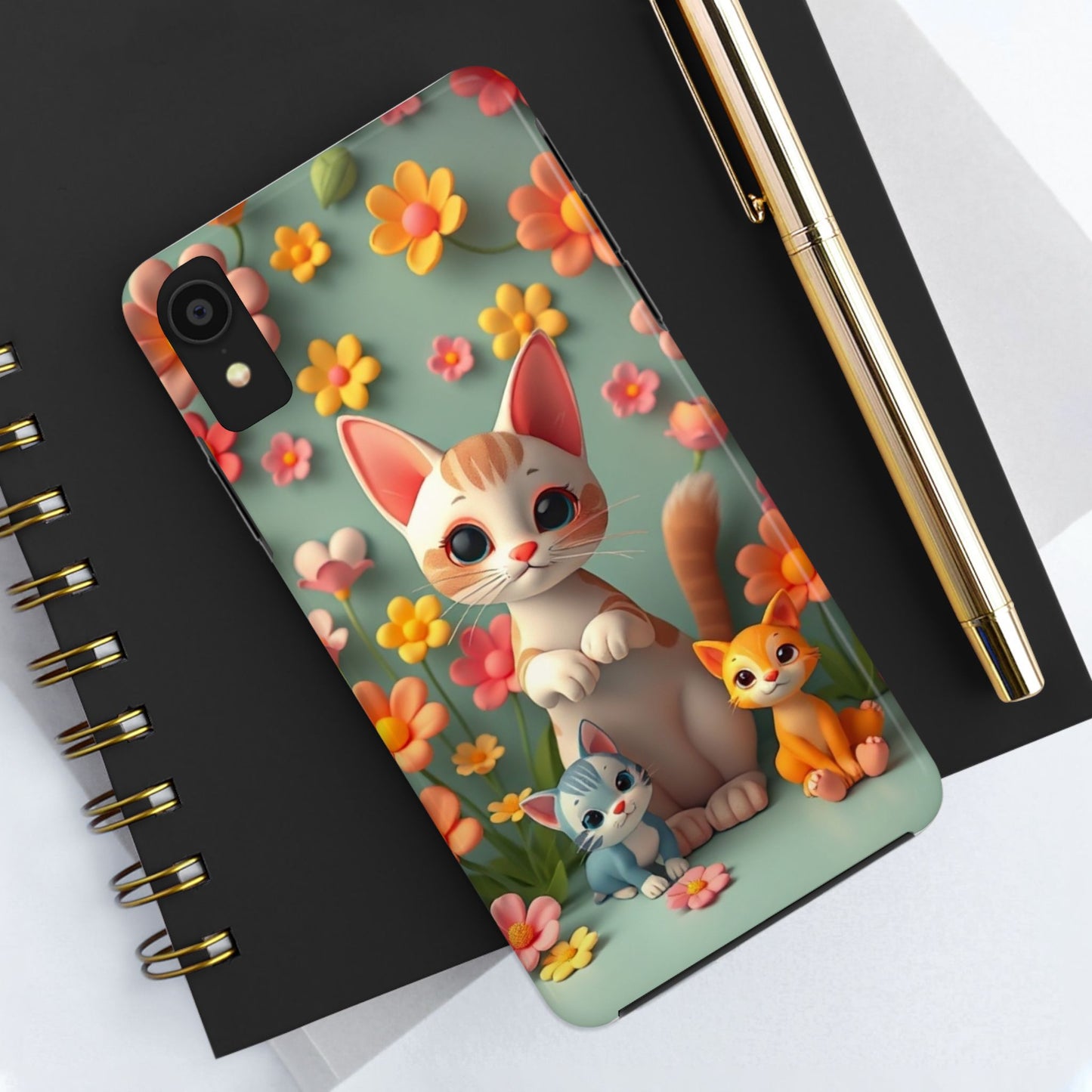 Kittens-n-Flowers Impact-Resistant Phone Case