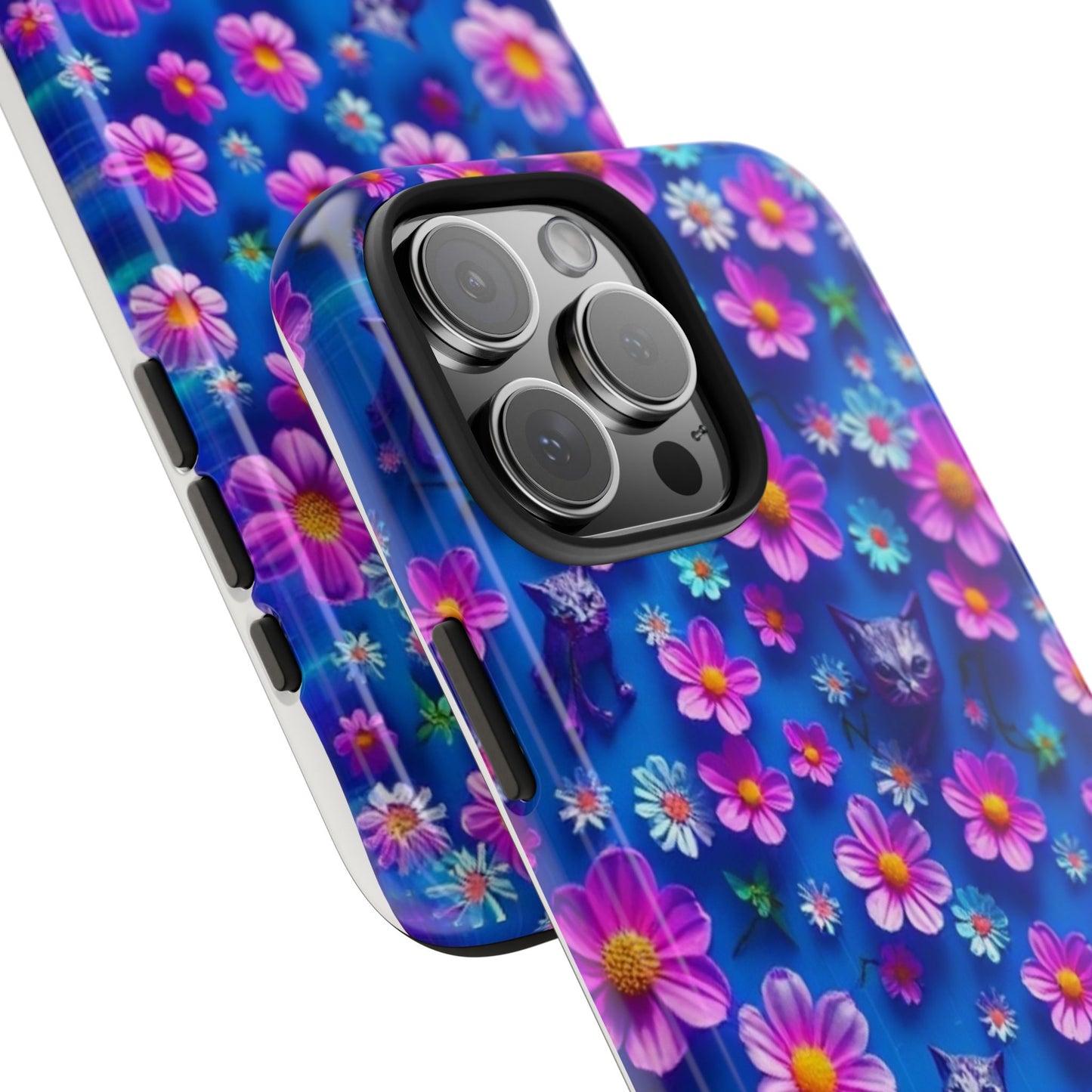 Kittens-n-Flowers Impact-Resistant Phone Case