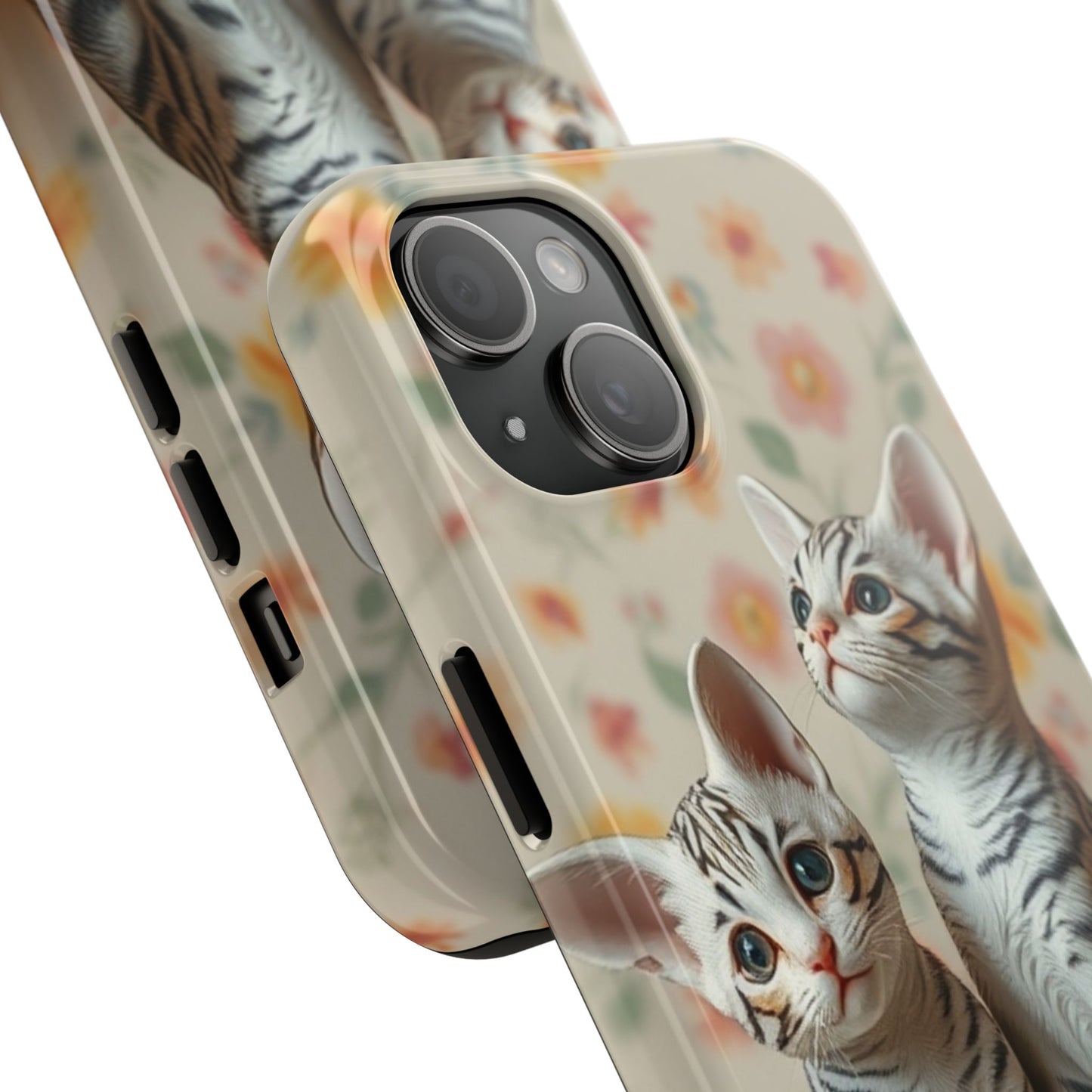 Kittens-n-Flowers Impact-Resistant Phone Case