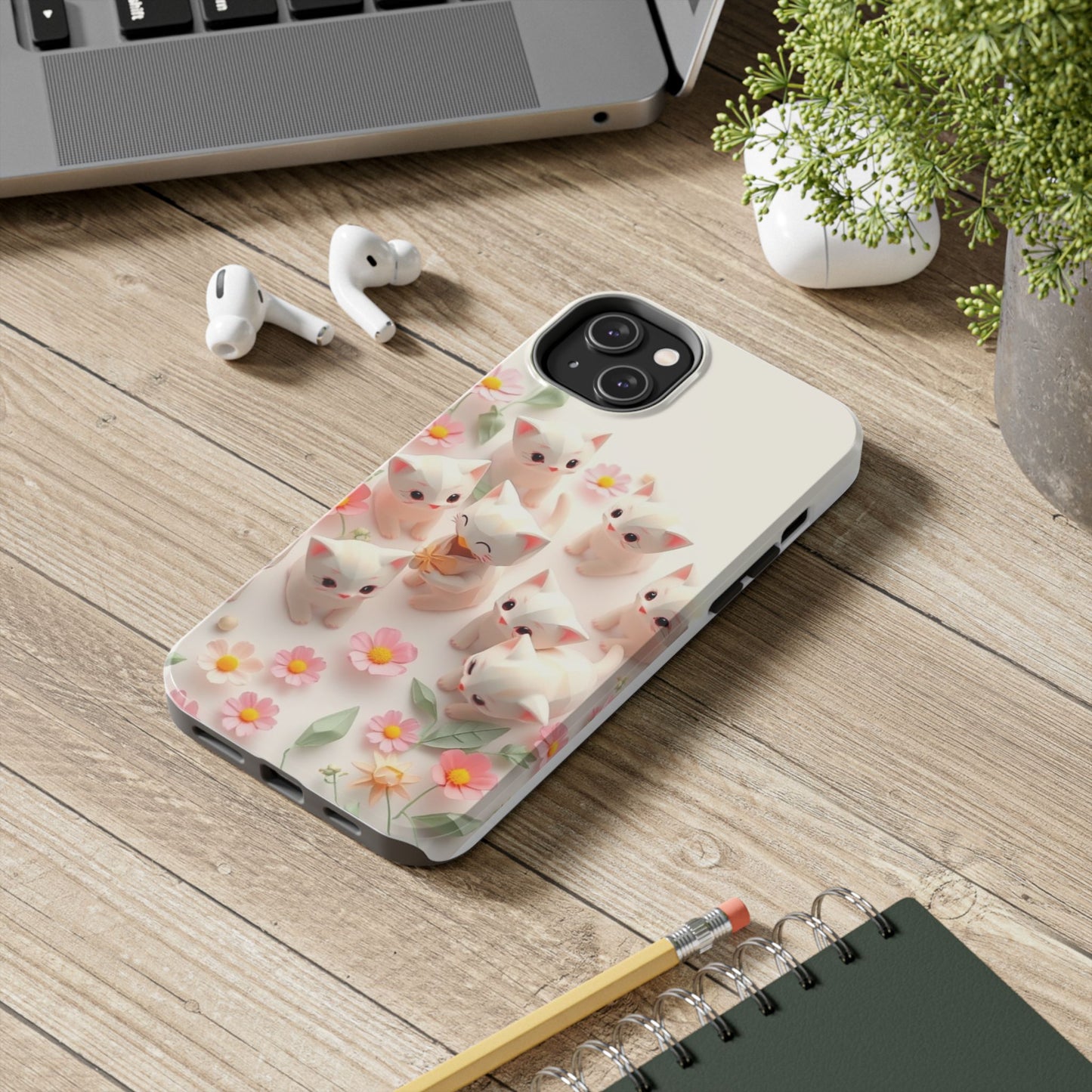 Kittens-n-Flowers Impact-Resistant Phone Case