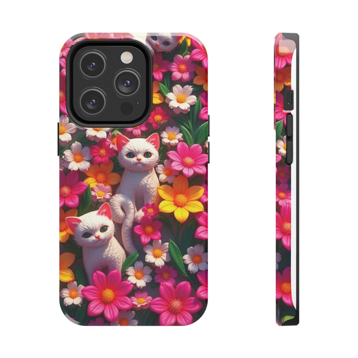 Kittens-n-Flowers Impact-Resistant Phone Case