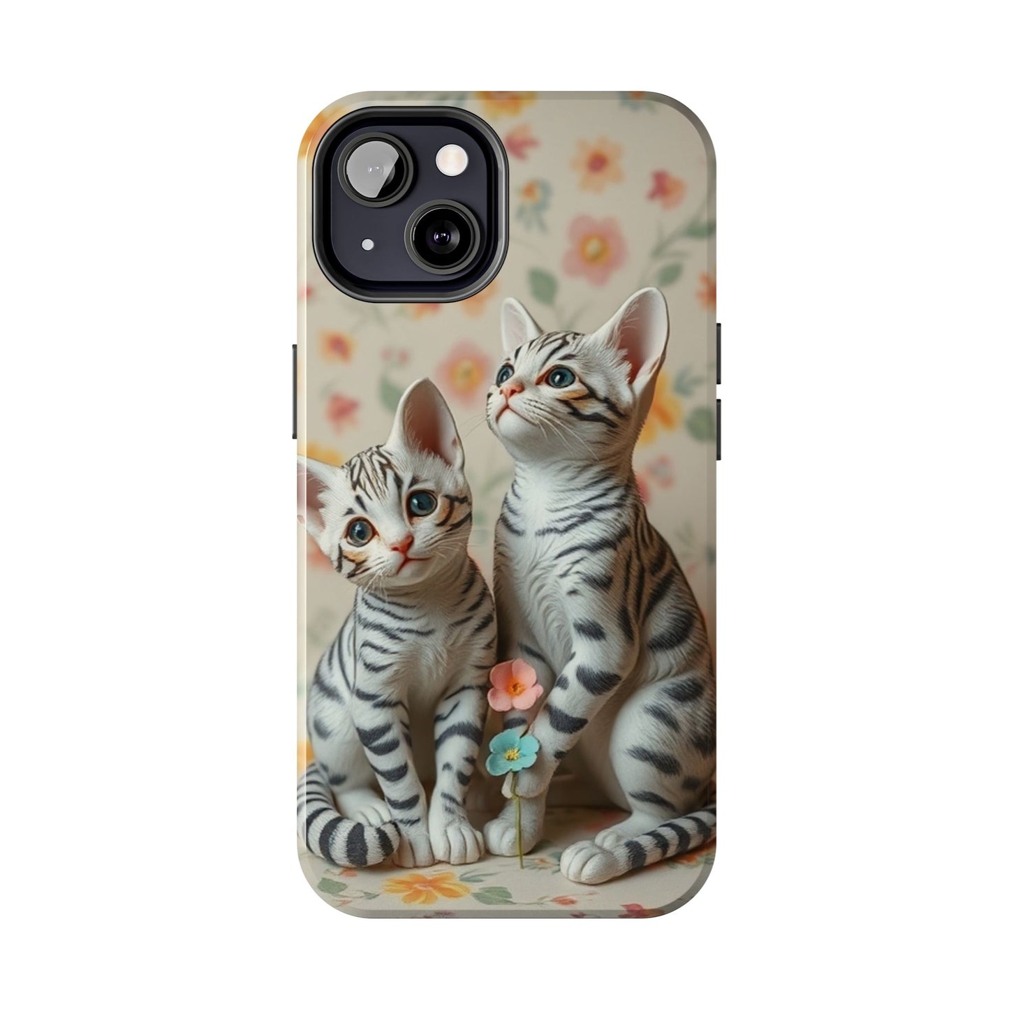 Kittens-n-Flowers Impact-Resistant Phone Case