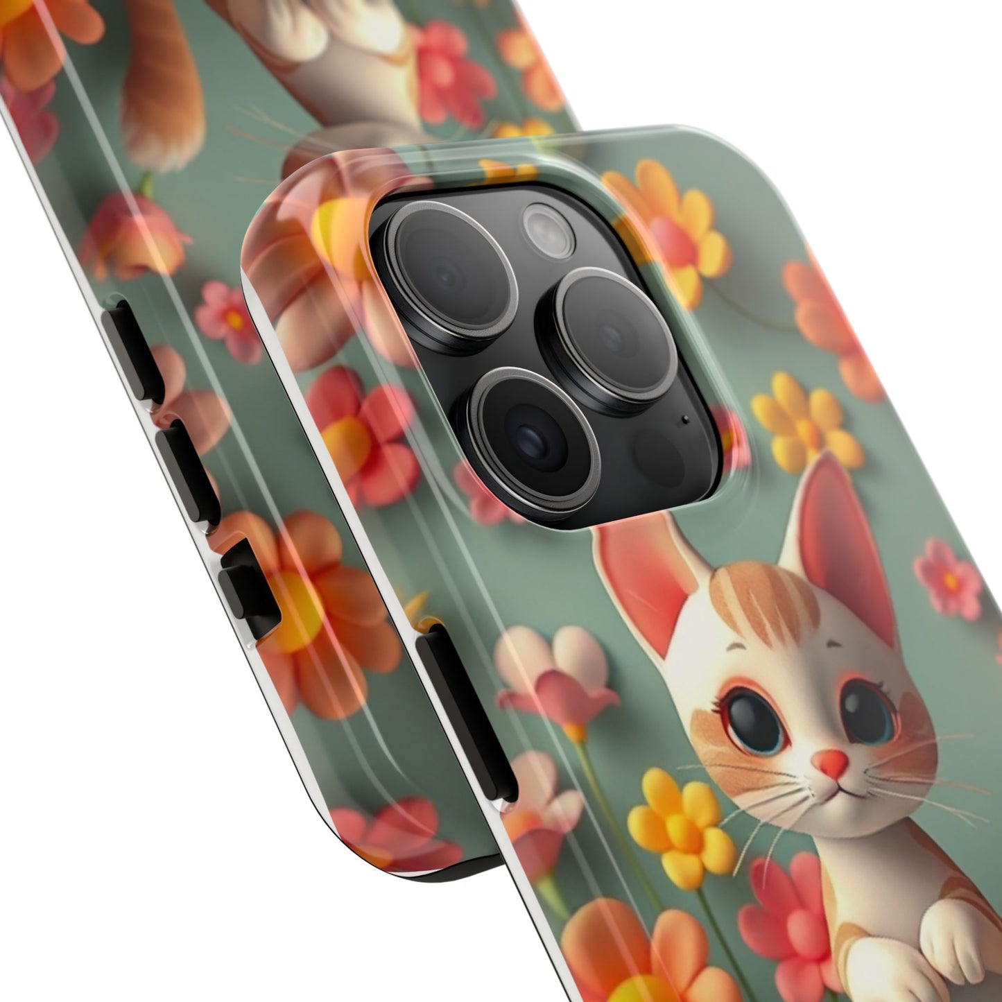 Kittens-n-Flowers Impact-Resistant Phone Case