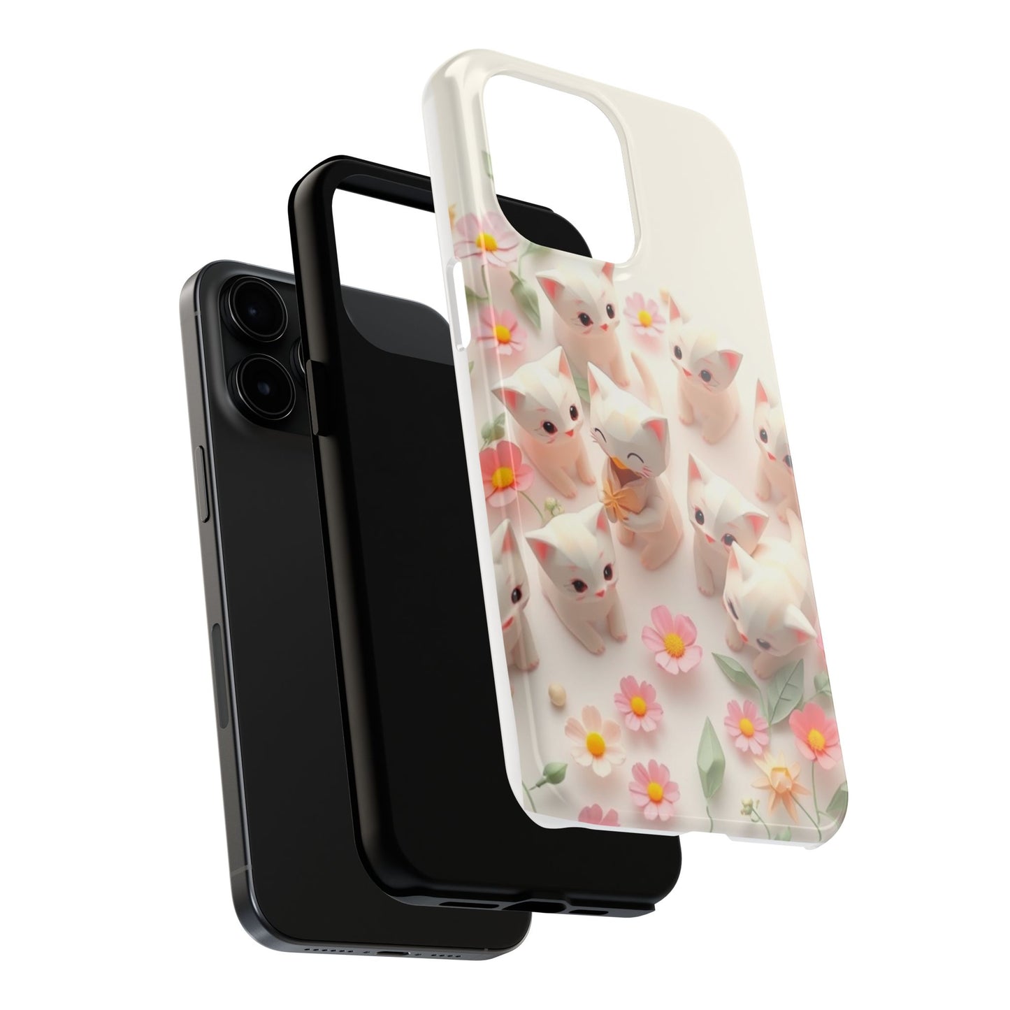 Kittens-n-Flowers Impact-Resistant Phone Case