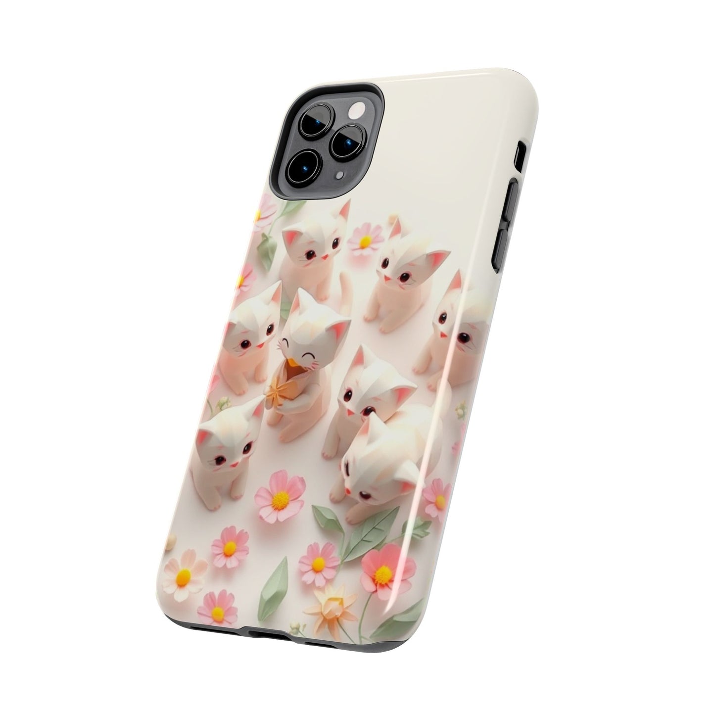 Kittens-n-Flowers Impact-Resistant Phone Case