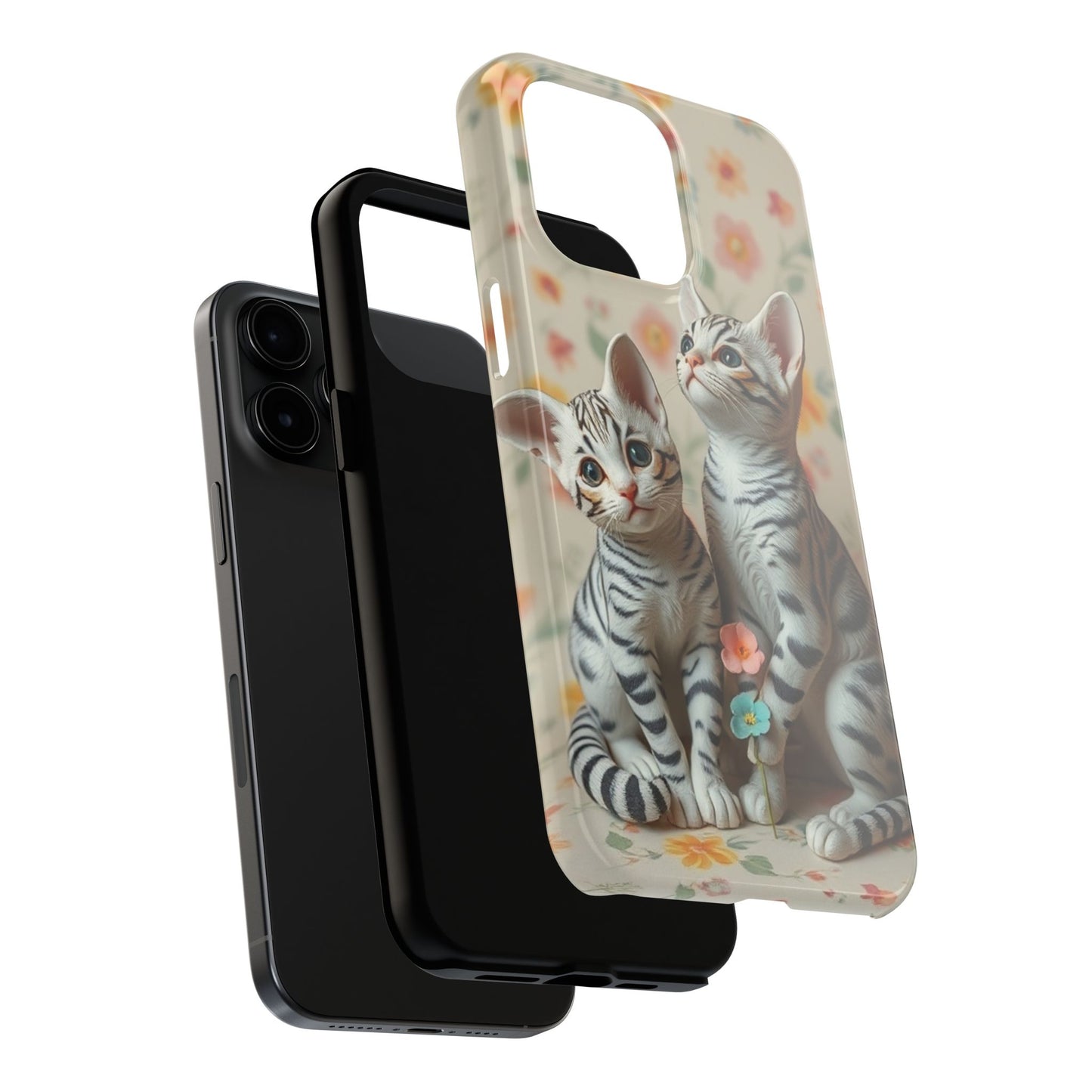 Kittens-n-Flowers Impact-Resistant Phone Case