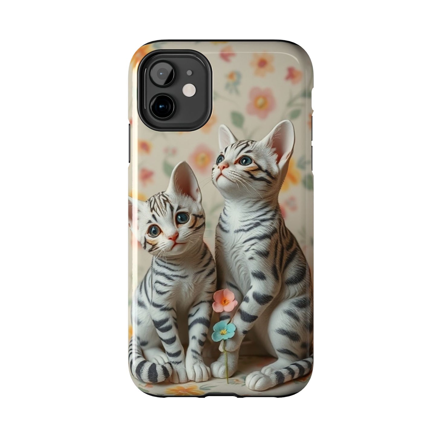 Kittens-n-Flowers Impact-Resistant Phone Case