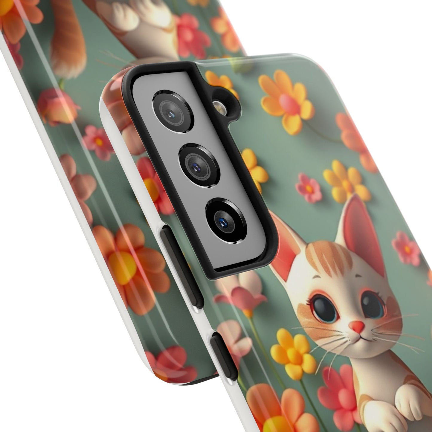 Kittens-n-Flowers Impact-Resistant Phone Case