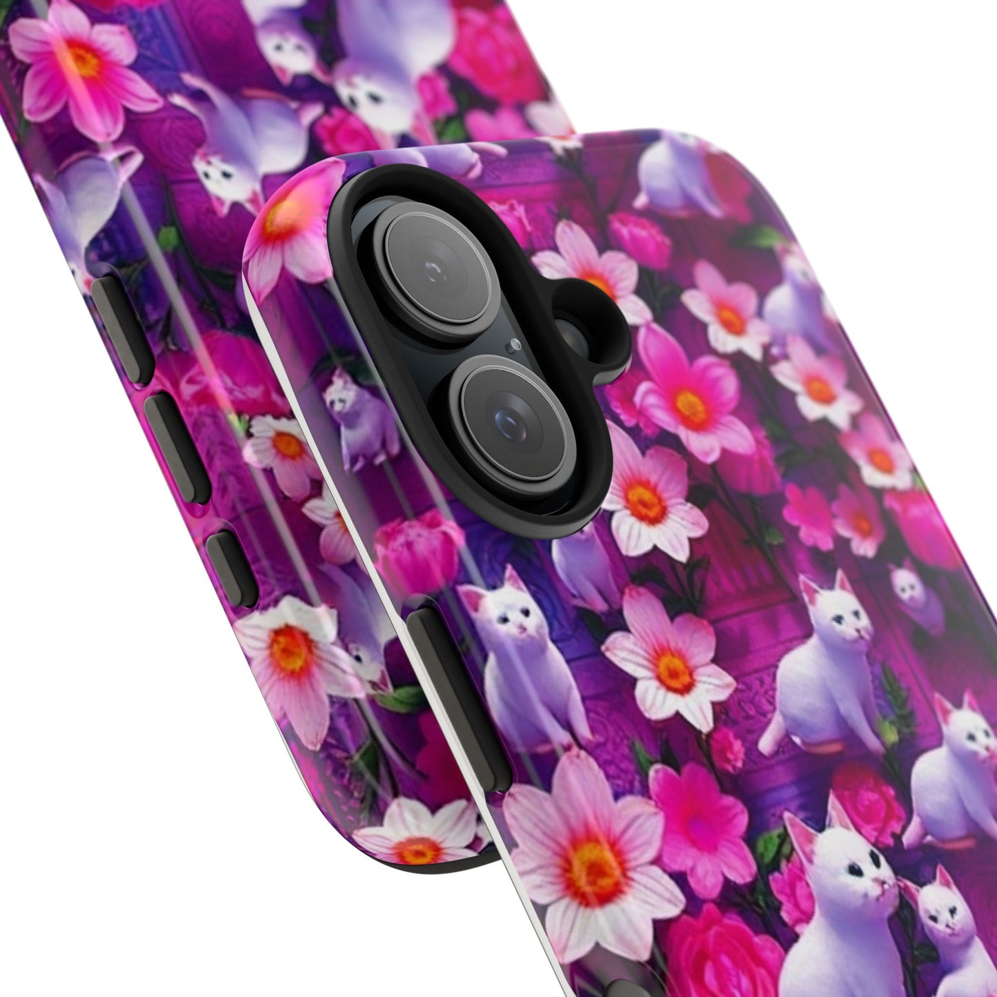 Kittens-n-Flowers Impact-Resistant Phone Case