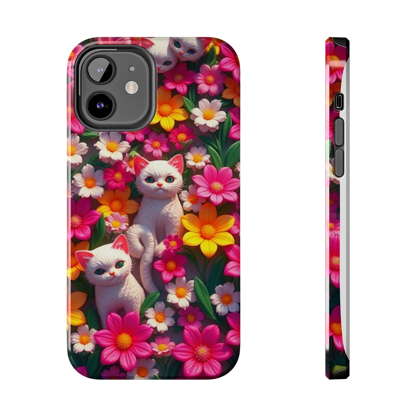 Kittens-n-Flowers Impact-Resistant Phone Case