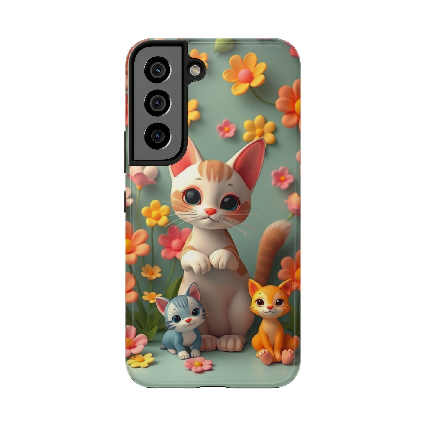 Kittens-n-Flowers Impact-Resistant Phone Case