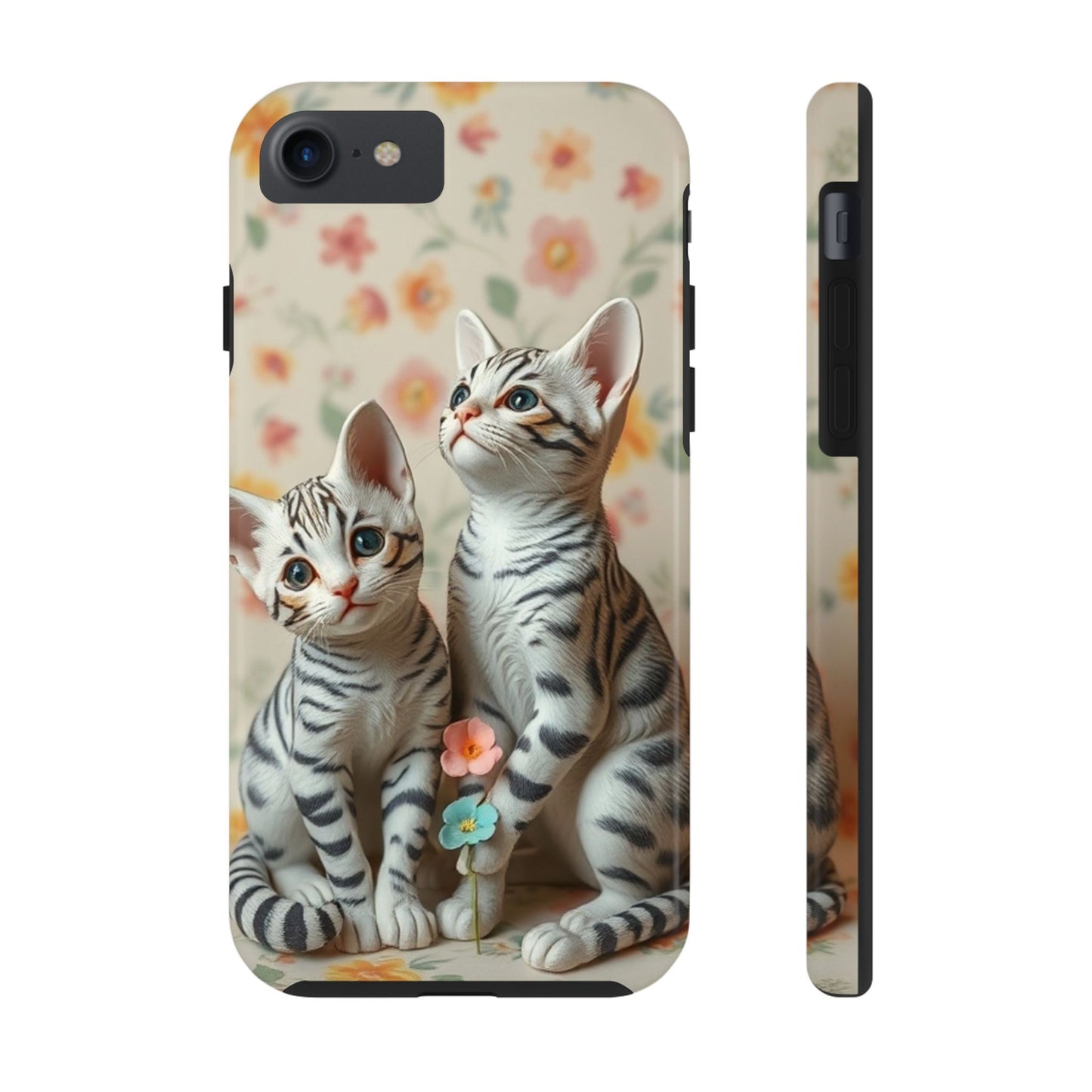 Kittens-n-Flowers Impact-Resistant Phone Case