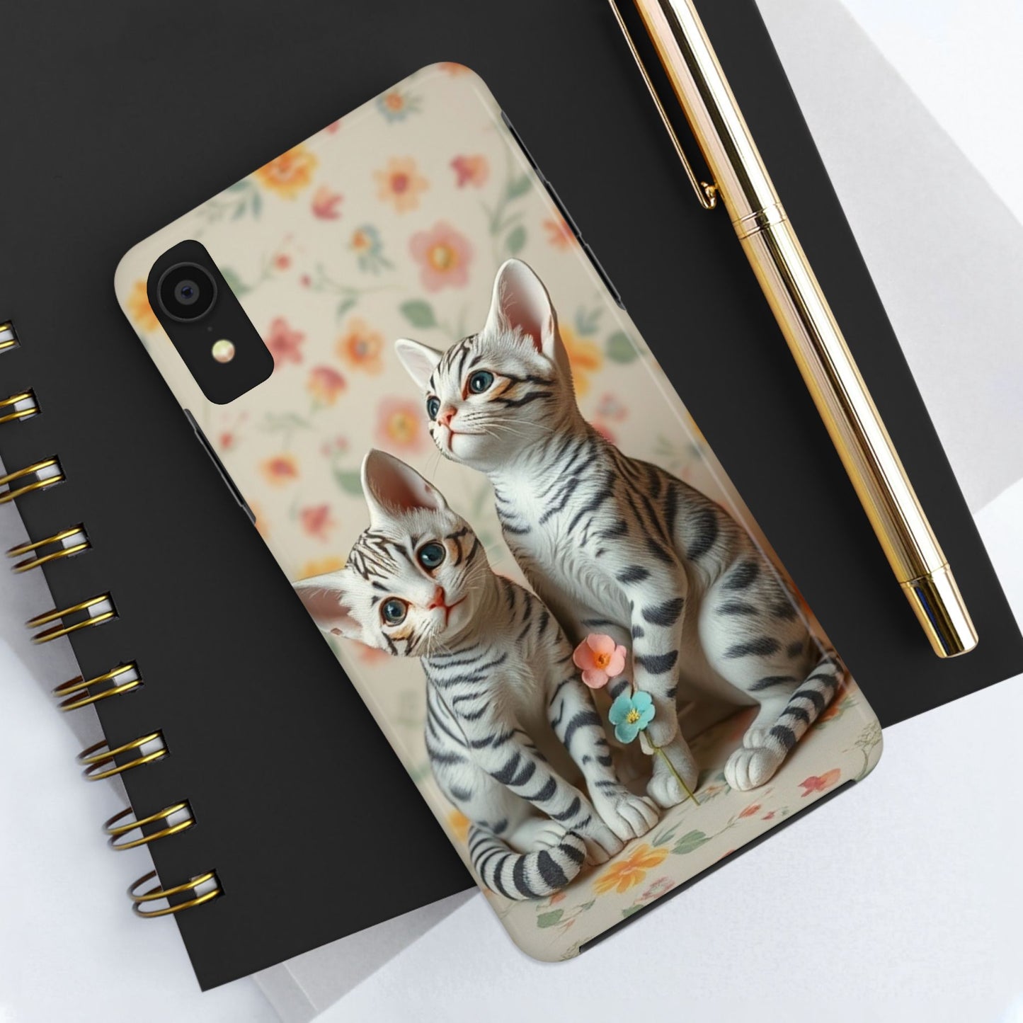 Kittens-n-Flowers Impact-Resistant Phone Case