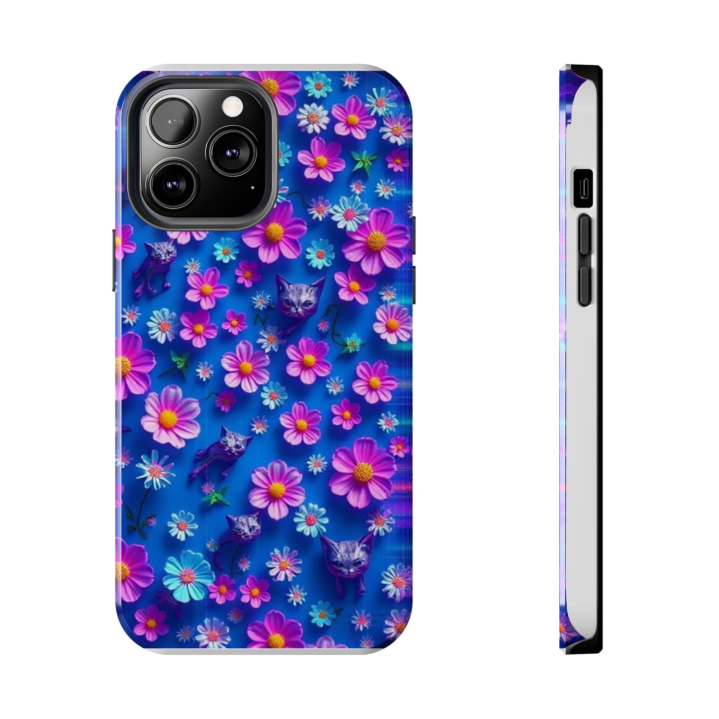 Kittens-n-Flowers Impact-Resistant Phone Case