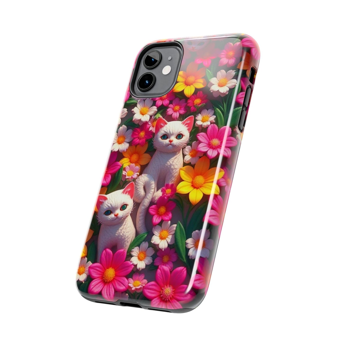 Kittens-n-Flowers Impact-Resistant Phone Case