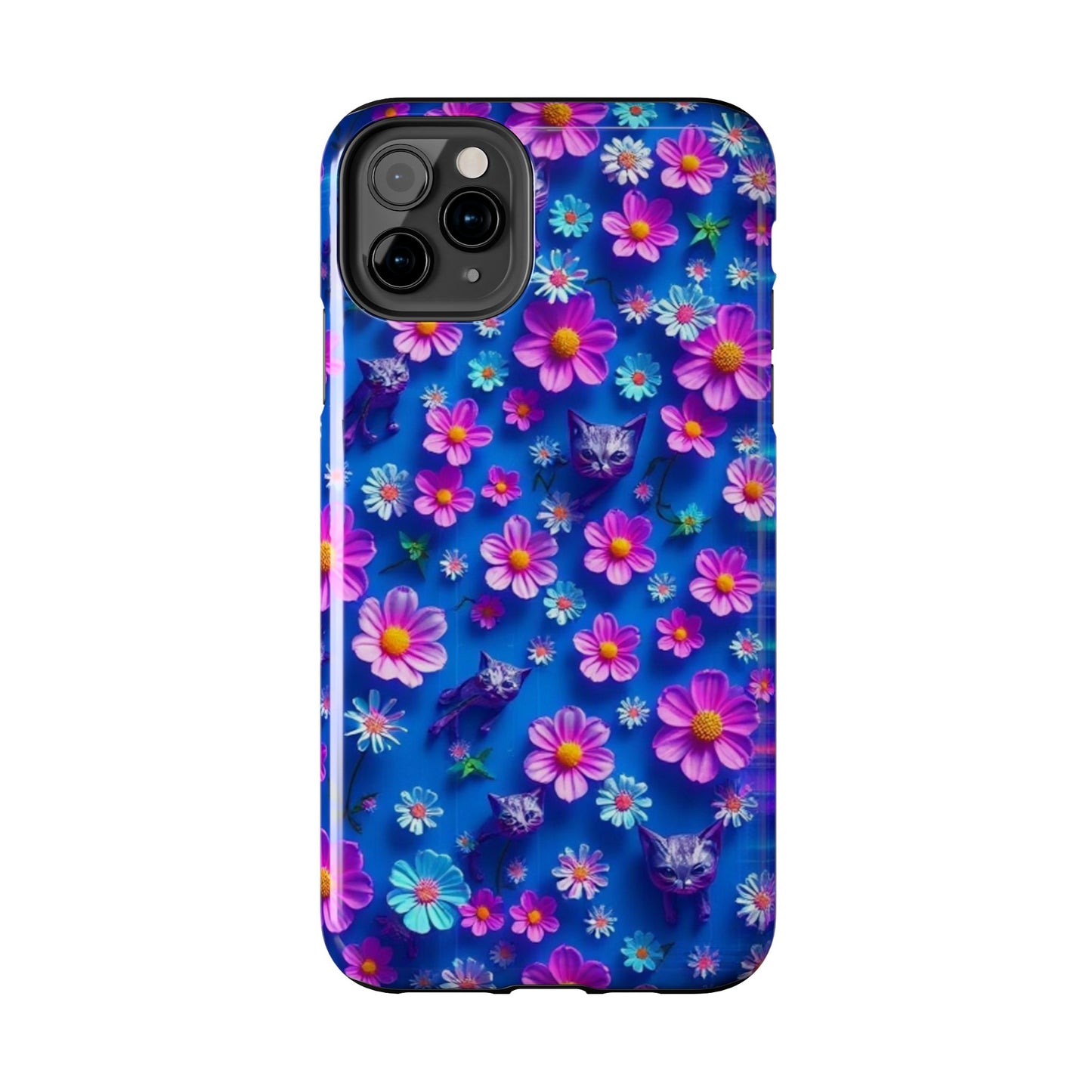 Kittens-n-Flowers Impact-Resistant Phone Case