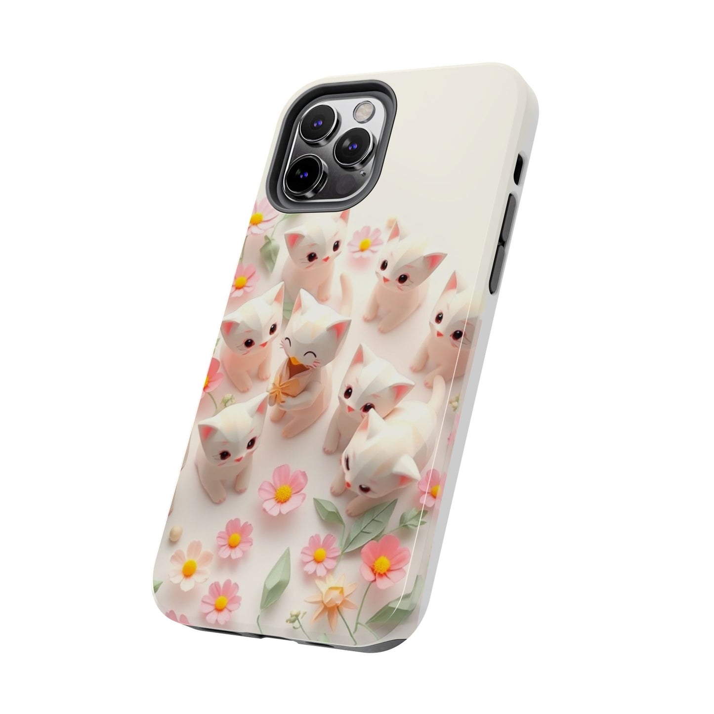 Kittens-n-Flowers Impact-Resistant Phone Case