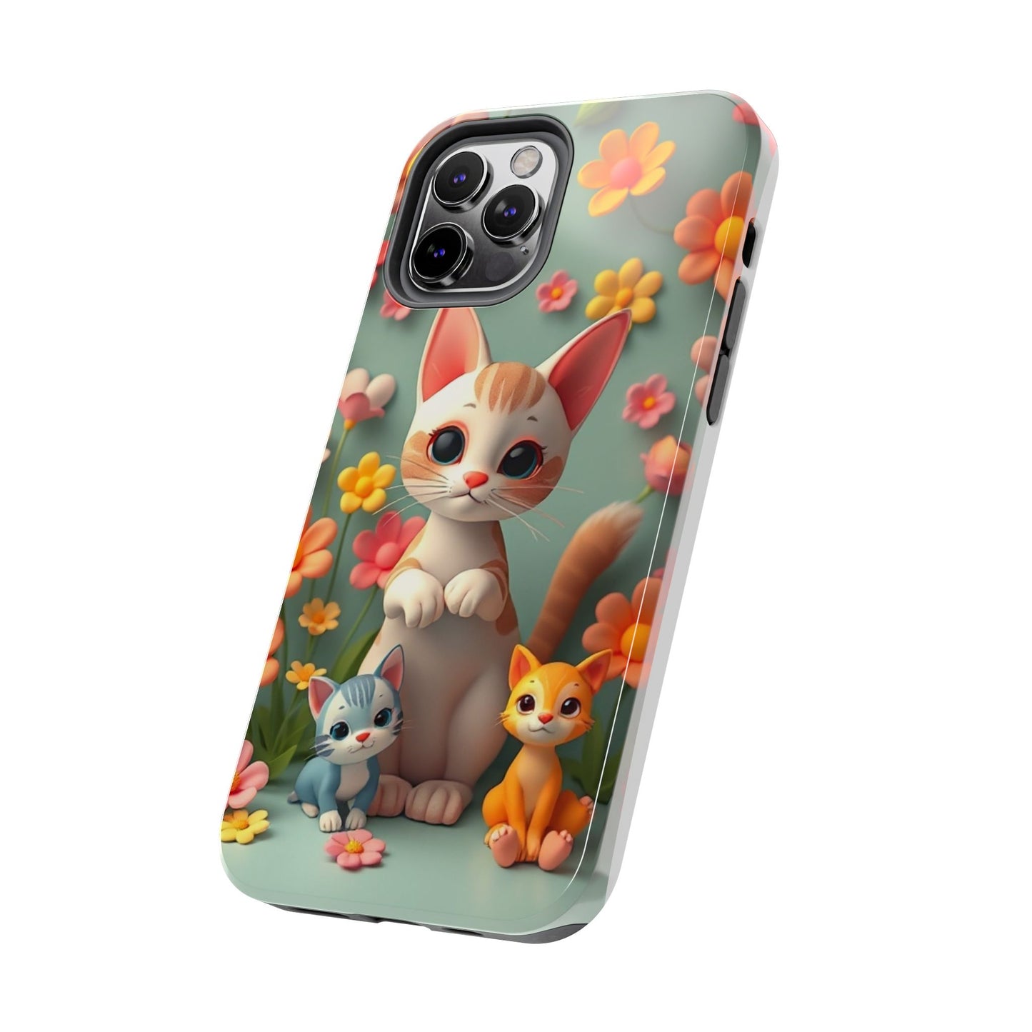 Kittens-n-Flowers Impact-Resistant Phone Case