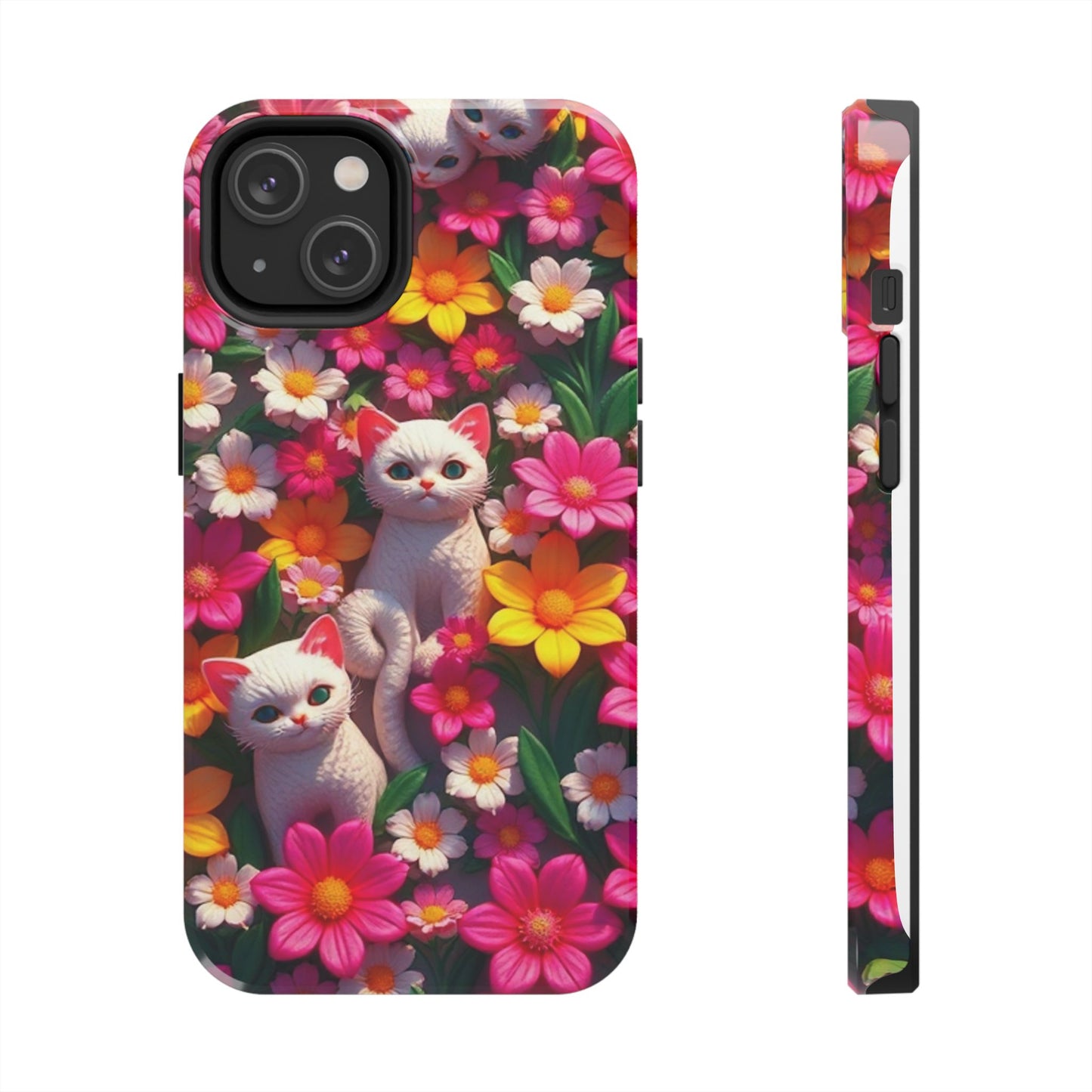 Kittens-n-Flowers Impact-Resistant Phone Case