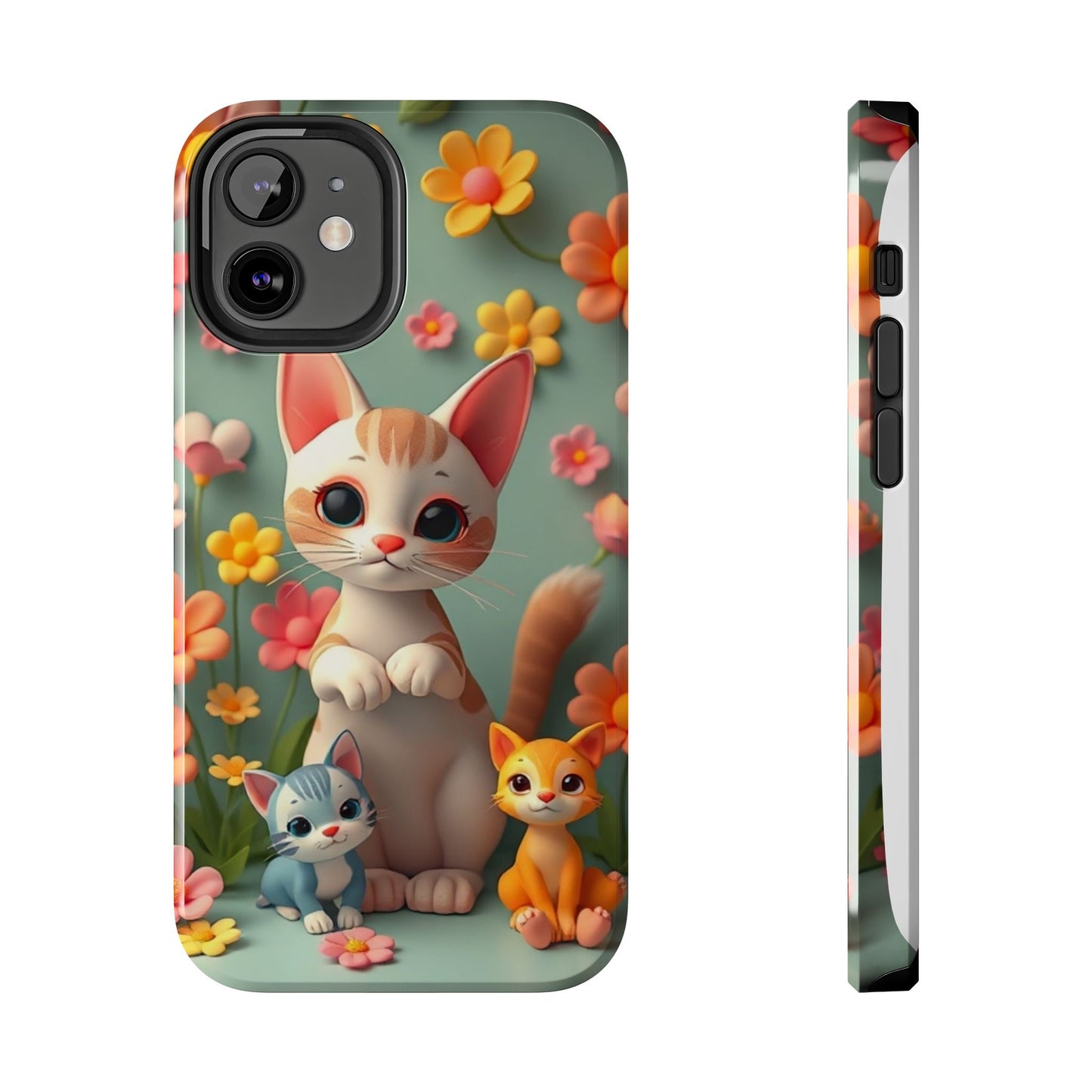 Kittens-n-Flowers Impact-Resistant Phone Case