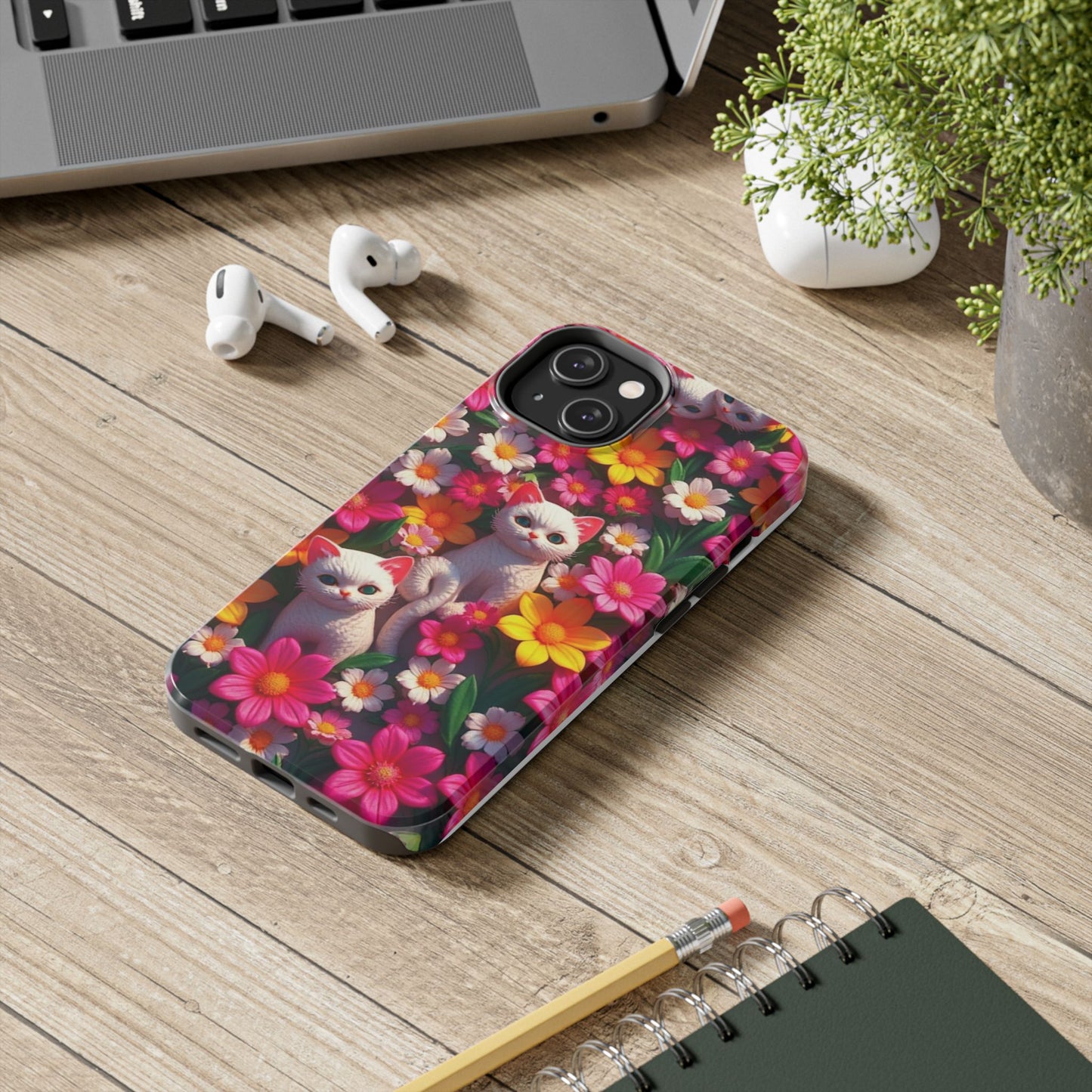 Kittens-n-Flowers Impact-Resistant Phone Case