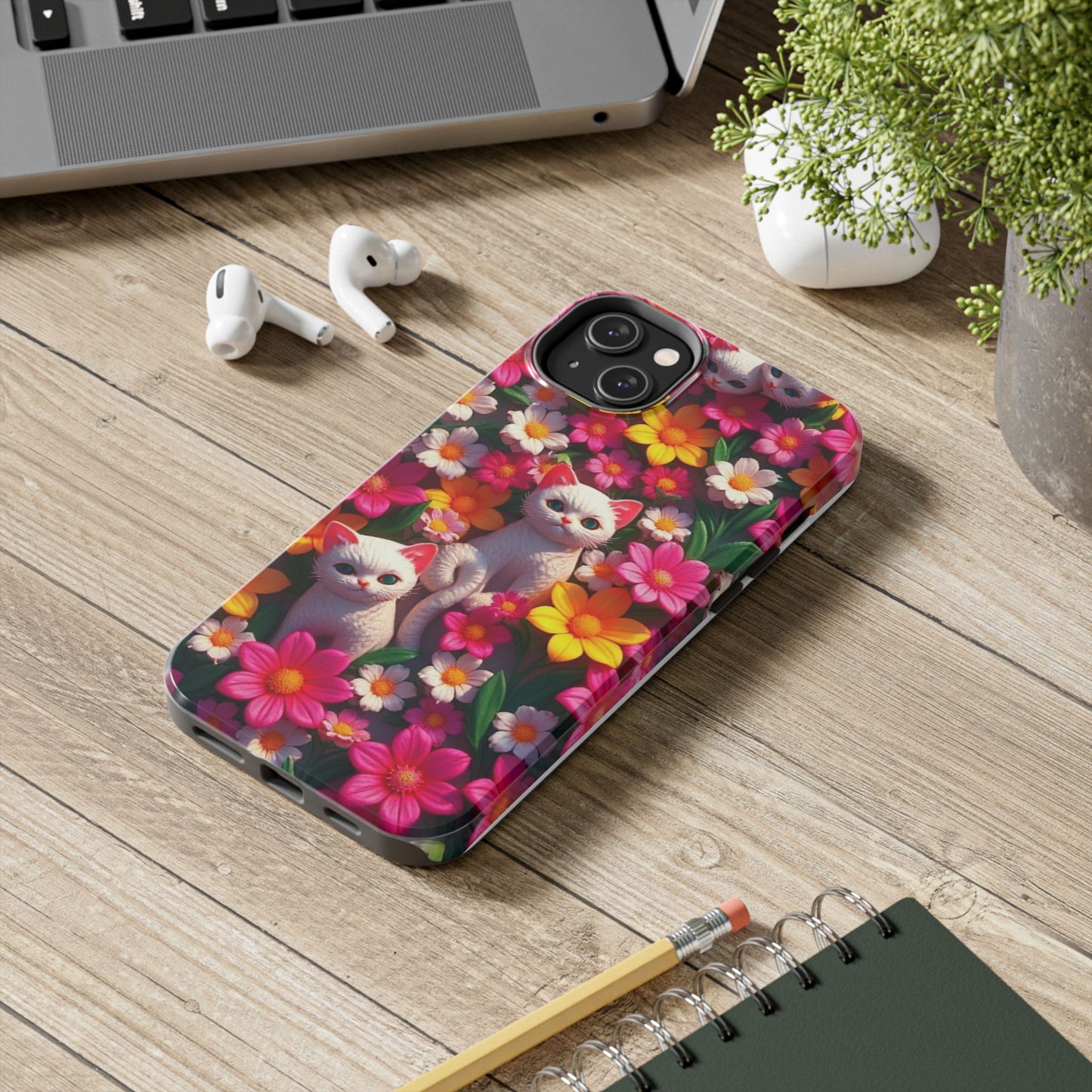 Kittens-n-Flowers Impact-Resistant Phone Case