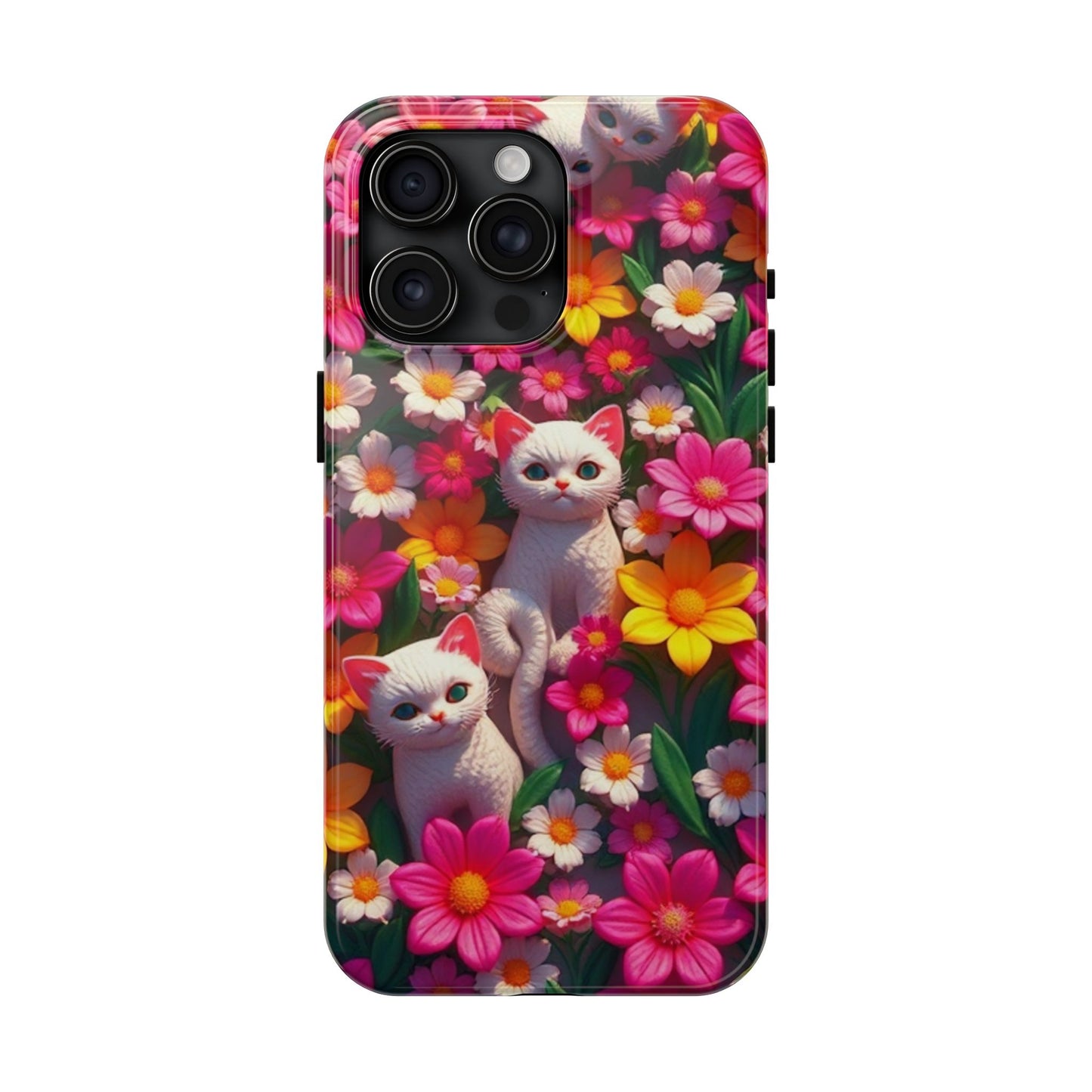 Kittens-n-Flowers Impact-Resistant Phone Case