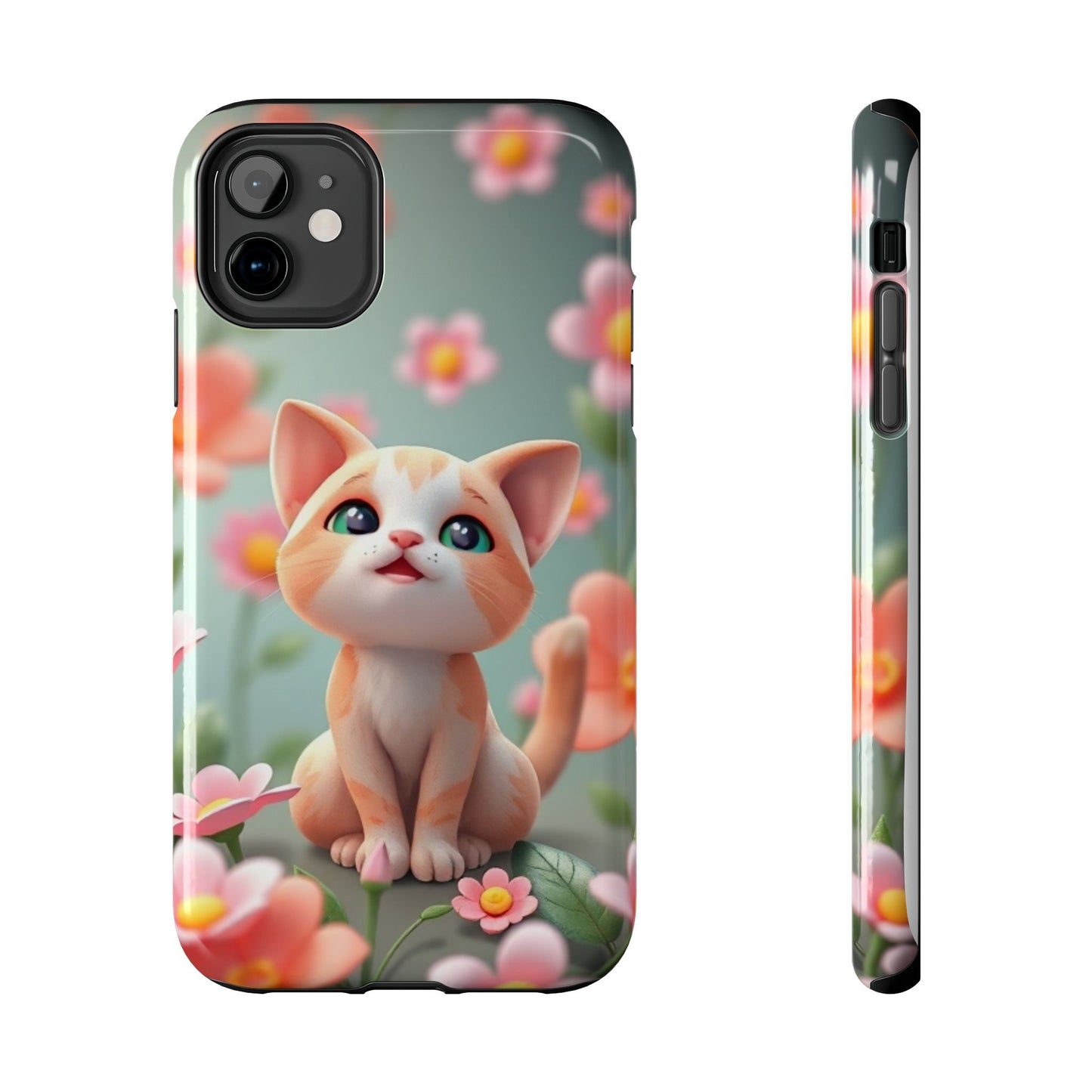 Kittens-n-Flowers Impact-Resistant Phone Case