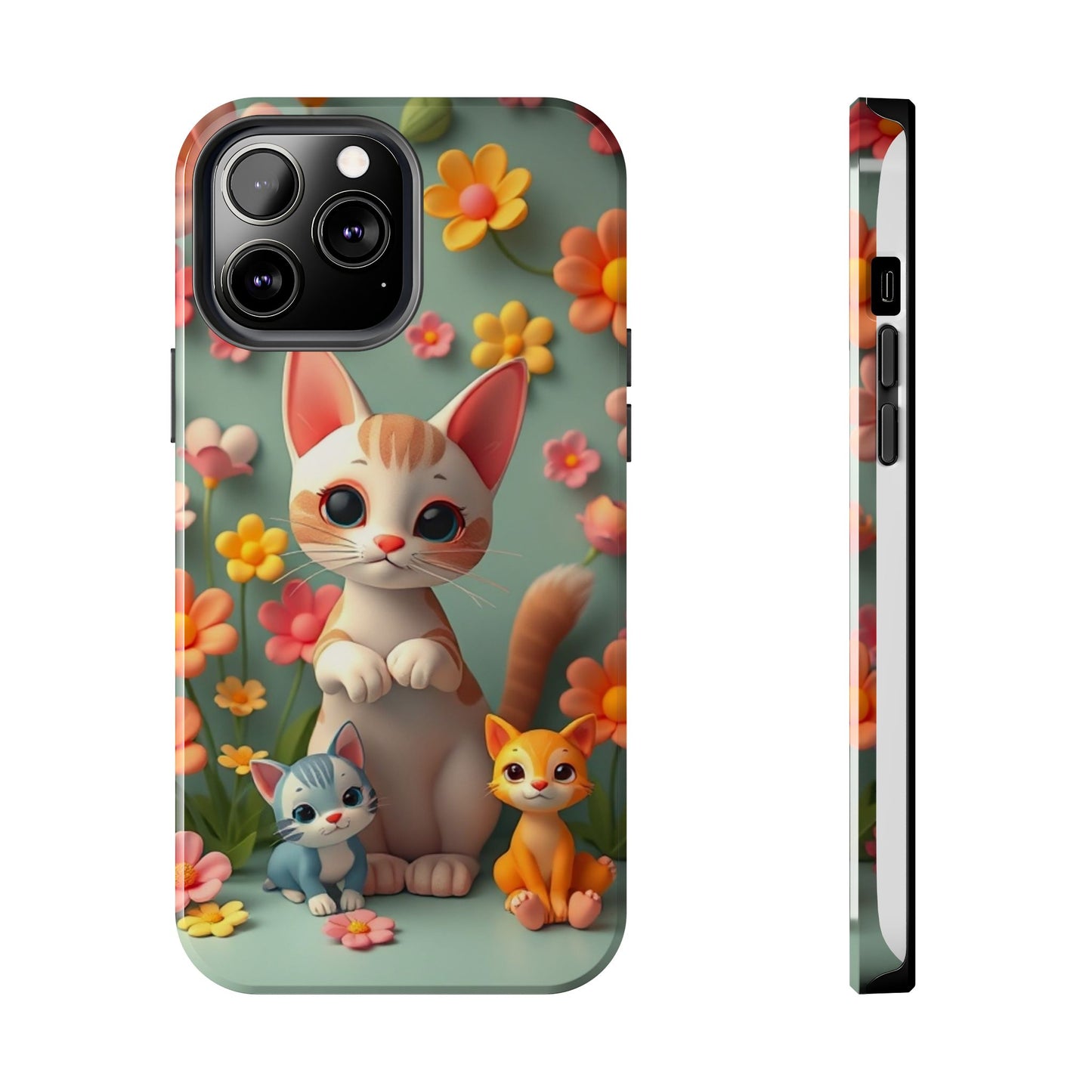 Kittens-n-Flowers Impact-Resistant Phone Case