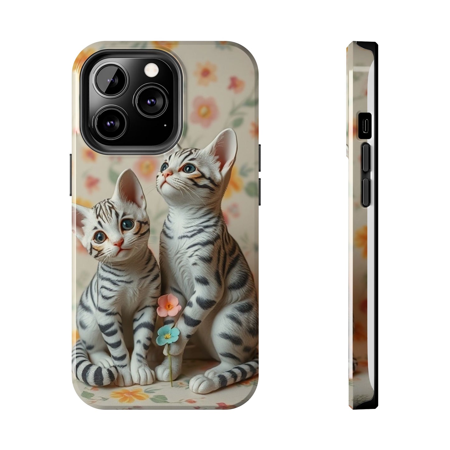 Kittens-n-Flowers Impact-Resistant Phone Case